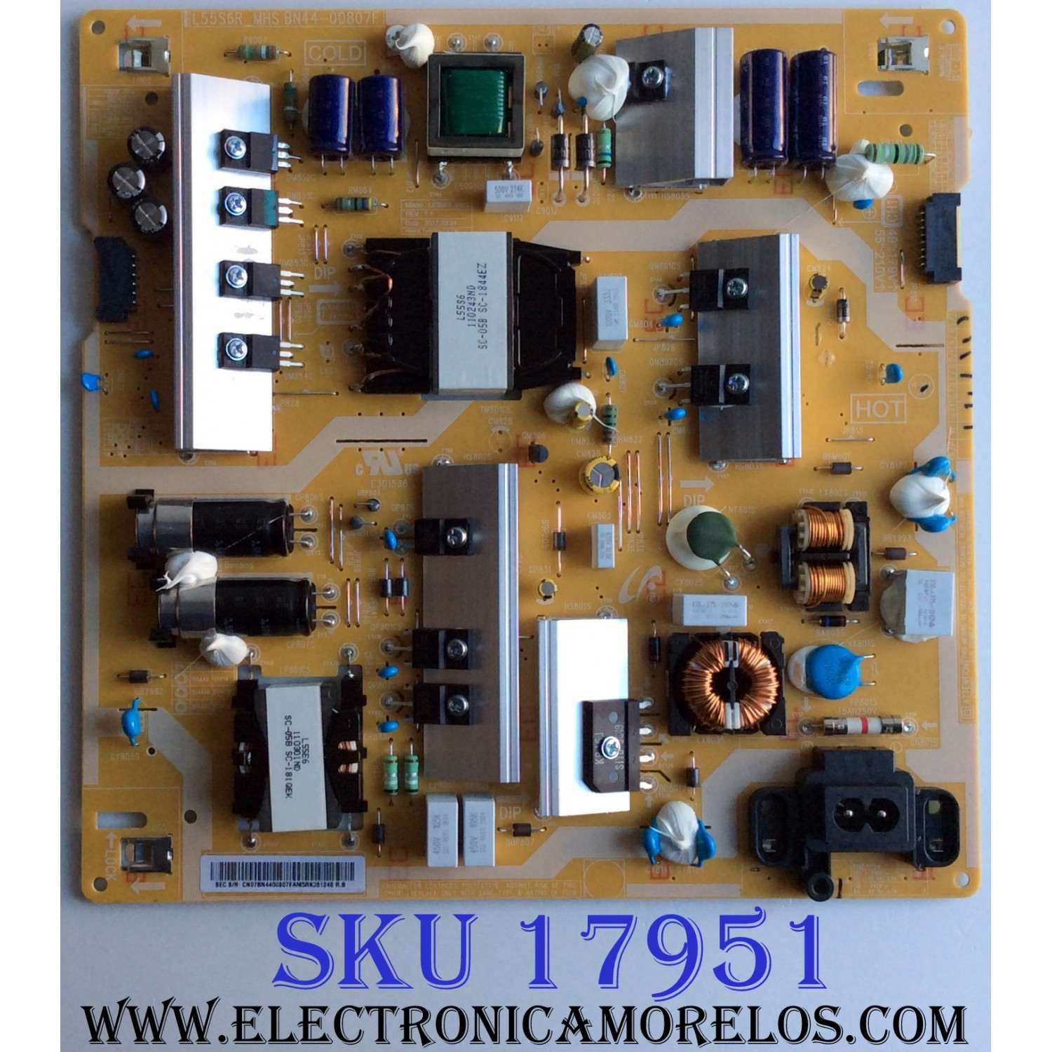 FUENTE DE PODER PARA TV SAMSUNG / NUMERO DE PARTE BN44-00807F / BN4400807F / L55S6R_MHS / MODELOS UN49MU / UA49MU / UE49MU / UN50MU / UE50MU / UA50MU / UN55MU / UE55MU / UA55MU / MAS MODELOS EN DESCRIPCION