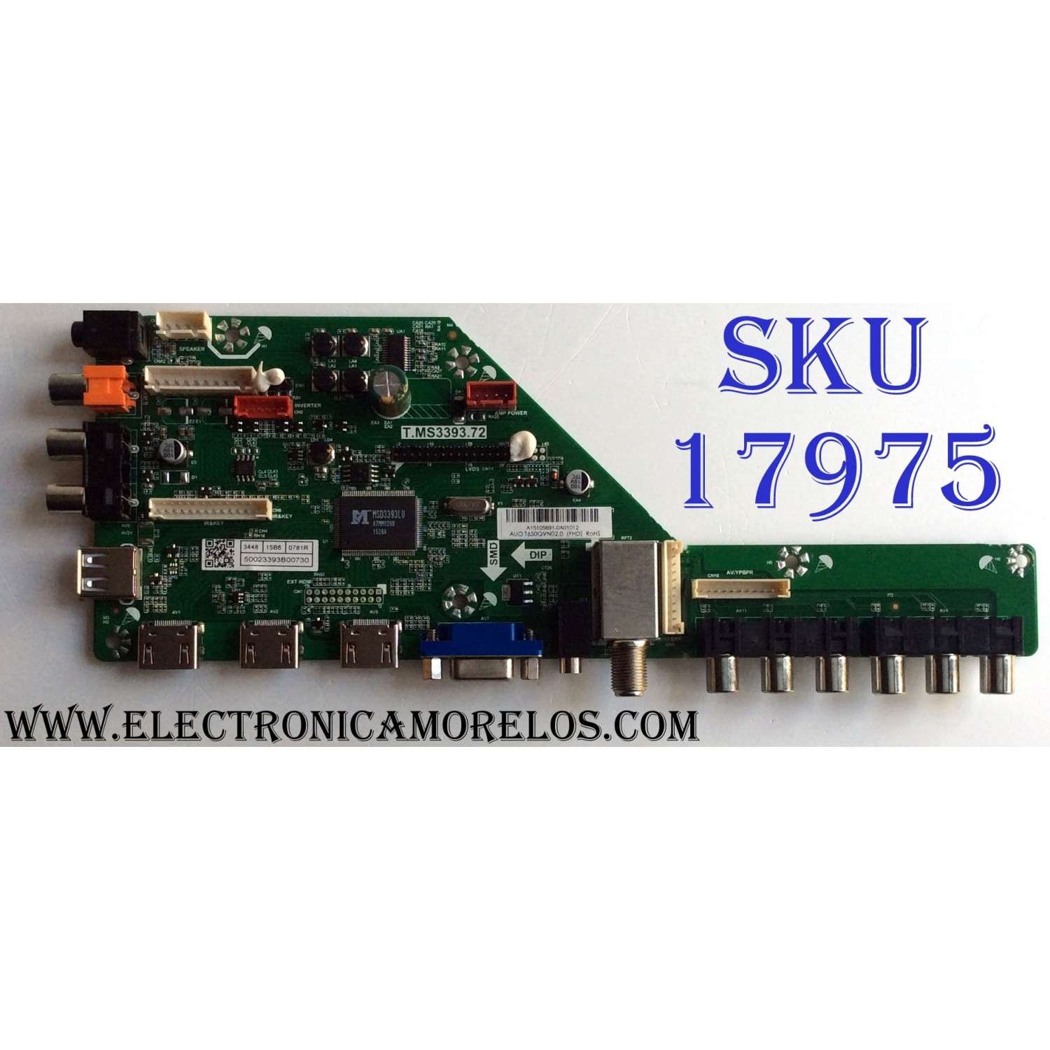 MAIN / HITACHI A15105691 / T.MS3393.72 / 50023393B00730 / E203640 / PANEL`S T650QVR01.5 / T650QVN02.0 / MODELO LE65K6R9