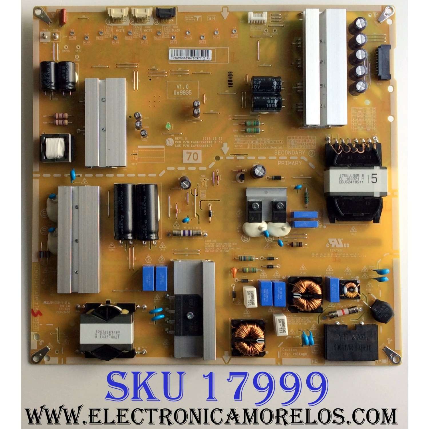 FUENTE DE PODER / LG EAY64489671 / EAX67242601 / LGP70-17UH12 / EAX67242601(1.5) / 64489671 / PANEL HC700EQN-VHSR3-211X / MODELOS 70UK6570AUB.AUSMLJR / 70UK6190PUB.BUSMLJR / 70UK6570PUB / 70UK6570PUB.BUSMLJR / 70UK6570AUB BUSMLJR