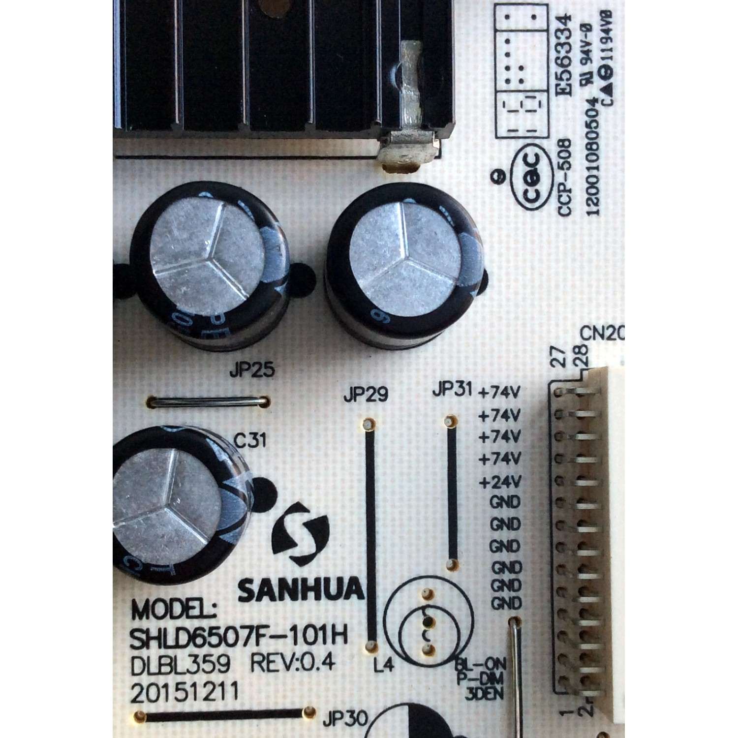 FUENTE DE PODER / HITACHI 81-PWE065-H702 / SHLD6507F-101H / DLBL359 / SHLD6507F02-101H / 12001080504 / E56334 / PANEL LVU650SSDX E2 V6 / MODELO 65R8 - Imagen 2