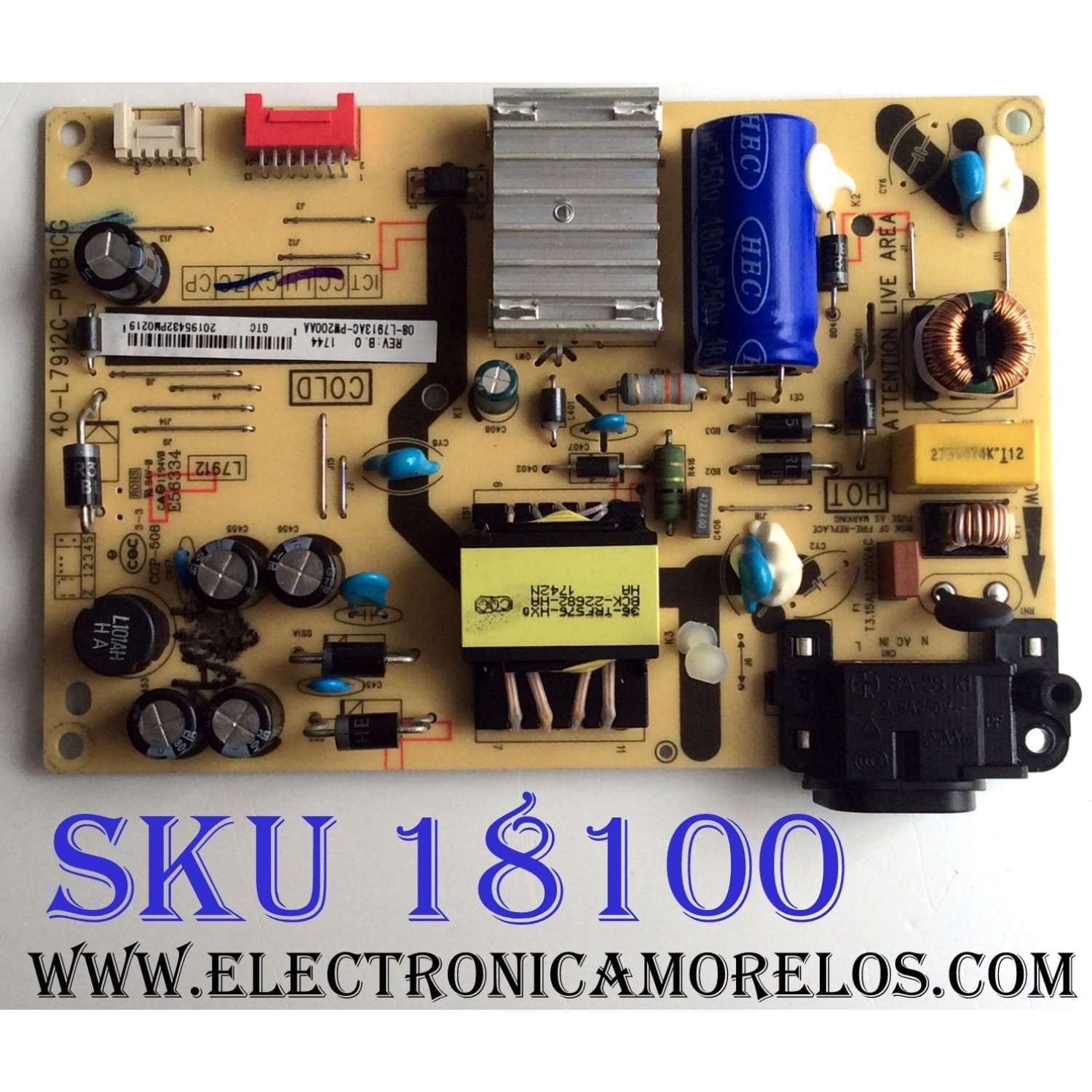 FUENTE DE PODER PARA TV TCL / NUMERO DE PARTE 08-L7913AC-PW200AA / 40-L7912C-PWA1CG / L7912 / E56334 / PANEL LVW320ND1L / DISPLAY ST3151A05-8 VER.2.8 / MODELOS 28S305 / 28S305TAAA / 32S301 / 32S305 / 32S305TABA / 32S305LABA