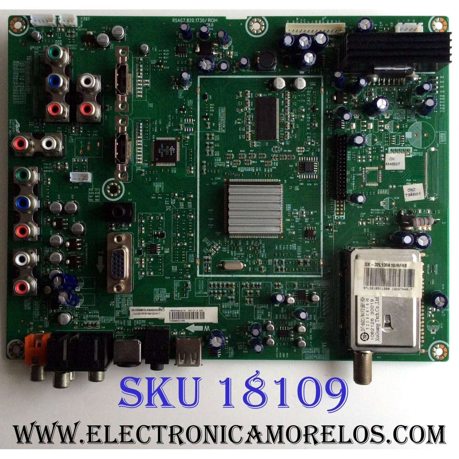 MAIN / DYNEX 123174 / RSAG7.820.1730/ROH / 123173 / LHD32V68US / VER.D / PANEL HS32LN1-CMO(X03) / MODELO DX-32L130A10