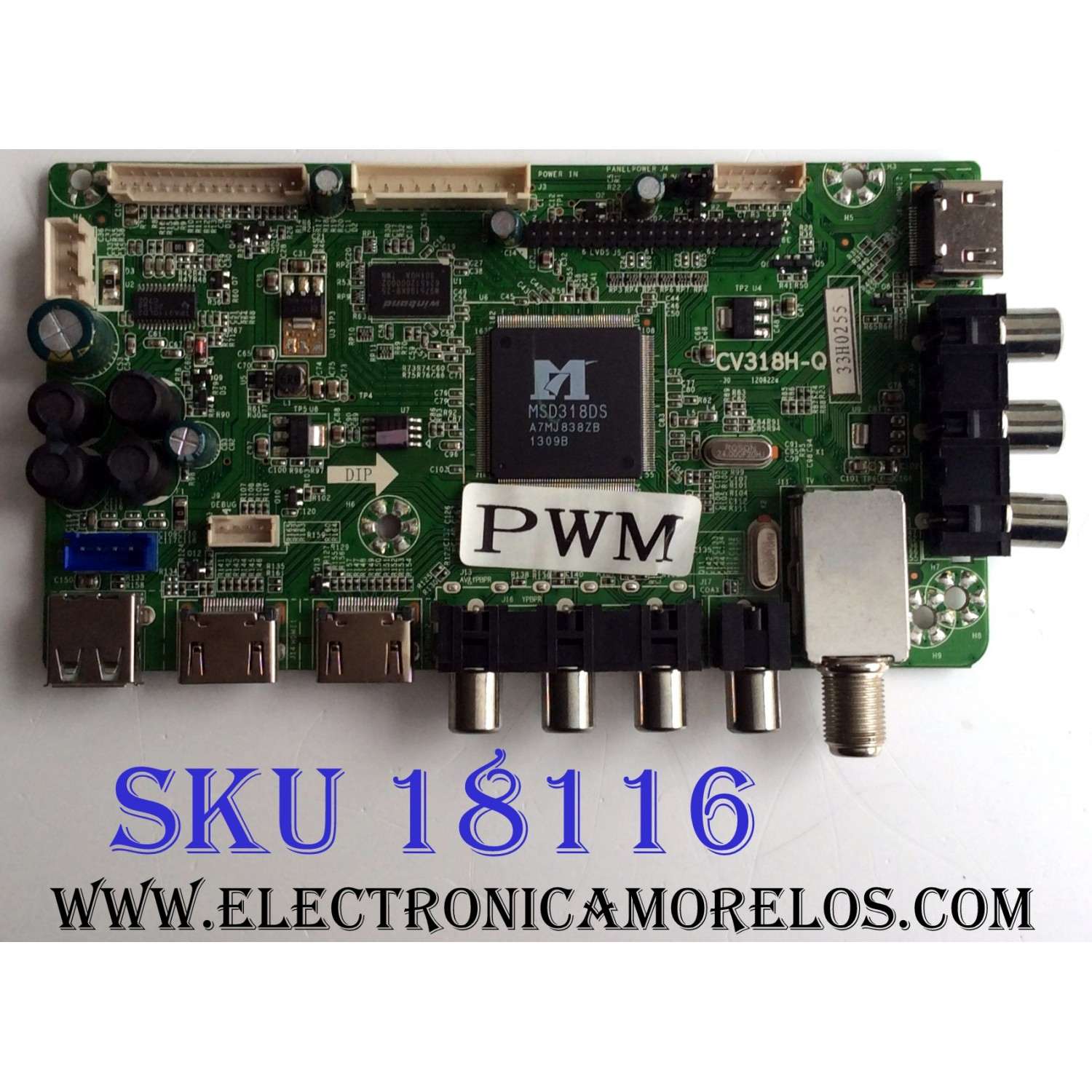 MAIN / ELEMENT 33H0255 / CV318H-Q / 1.80.37.00002 / RX-130227-2 / E198407 / PANEL`S D500D3-GW50-C0X / T500HVN01.0 / MODELO ELEFW502