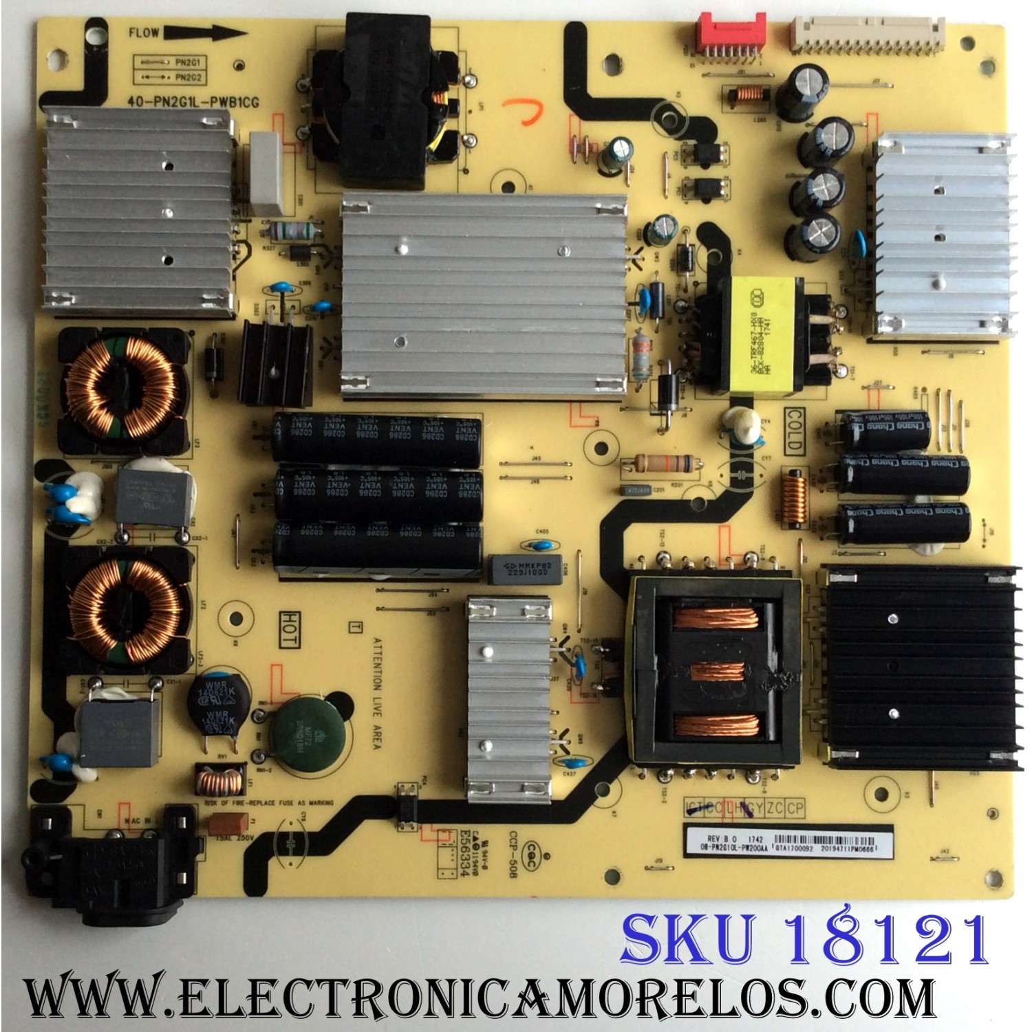 FUENTE DE PODER / TCL 08-PN2G10L-PW200AA / 40-PN2G1L-PWB1GG / E56334 / MODELO 55P605
