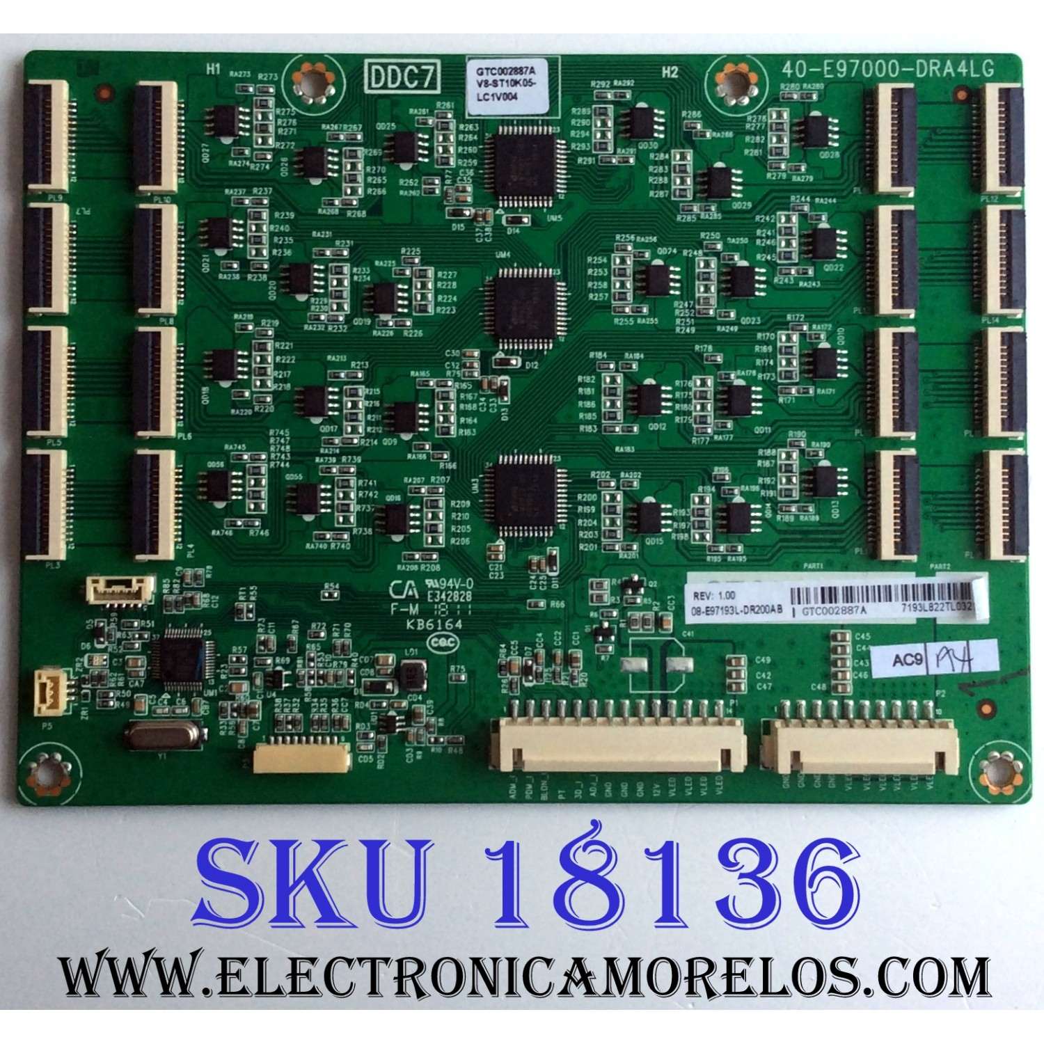 LED DRIVER PARA TV TCL / NUMERO DE PARTE 08-E97193L-DR200AB / 40-E97000-DRA4LG / V8-ST10K05-LC1V004 / J20190117133 / H07804PNE39B1 / DDC7 / PANEL LVU550NDBL SD9W00 / MODELOS 55R613 / 55R615
