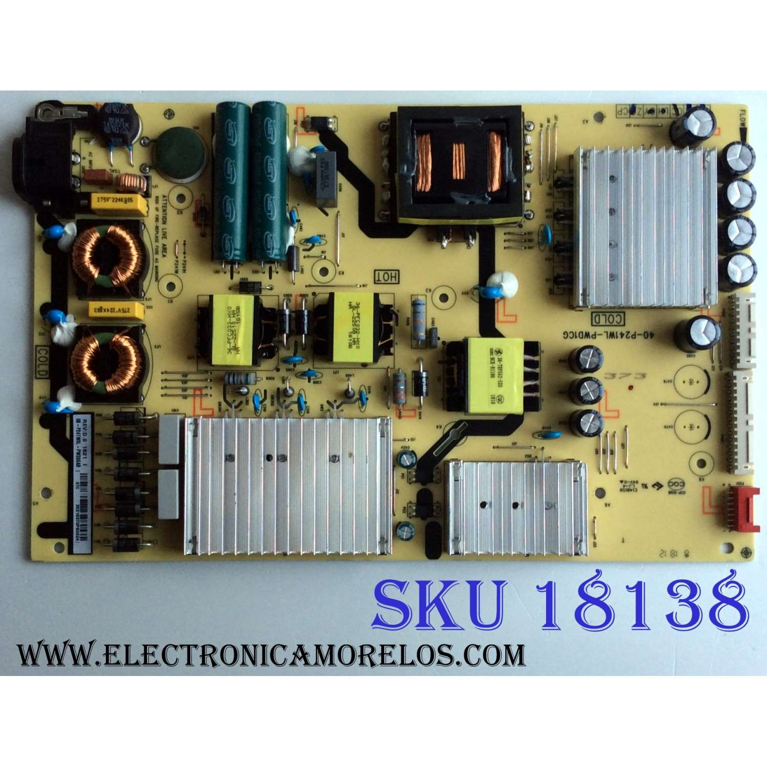FUENTE DE PODER PARA TV TCL·ROKU TV 4K QLED UHD HDR SMART TV / NUMERO DE PARTE 08-P241W0L-PW200AB / P241W / 40-P241WL-PWD1CG / E148158 / PANEL LVU550NDBL SD9W00 / MODELOS 55R613 / 55R615