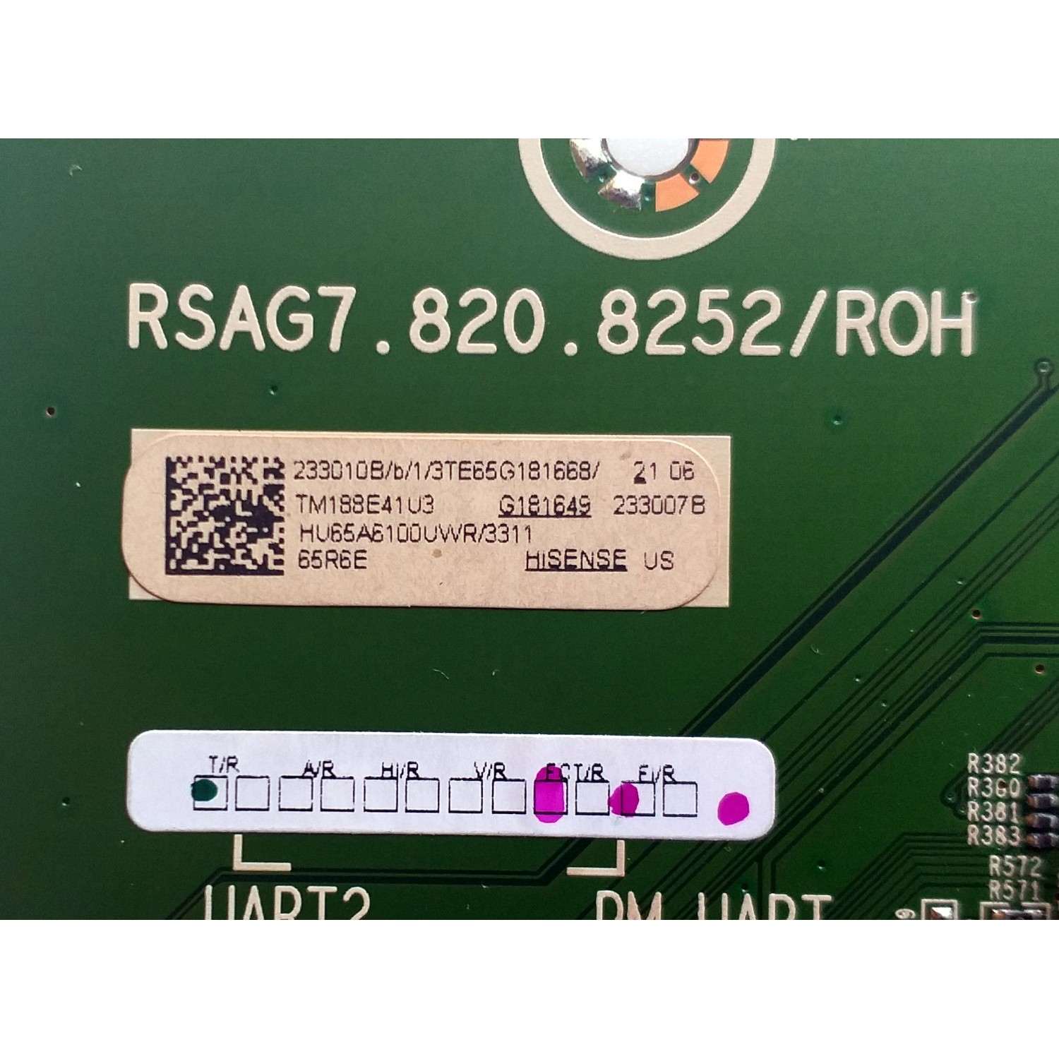 MAIN PARA TV HISENSE·ROKU 4K·UHD·HDR / NUMERO DE PARTE 233010 / RSAG7.820.8252/R0H / 233007 / 65A6100UWR / HU65A6100UWR / PANEL HD650S1U51-L2\S1\GM\CKD\ROH / DISPLAY T650QVN06.3 / MODELO 65R6E 65A6100UWR - Imagen 2