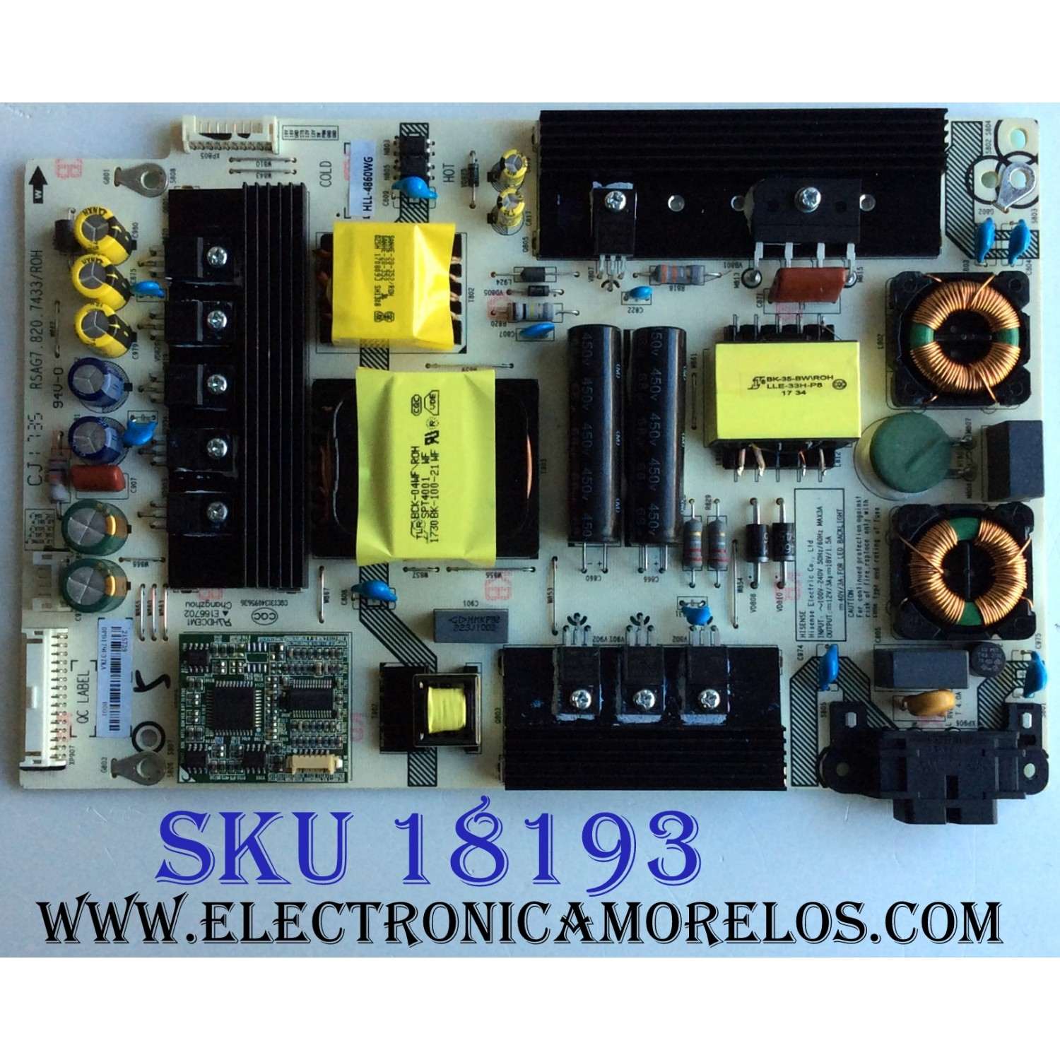 FUENTE DE PODER / HISENSE 215739 / RSAG7.820.7433/ROH / HLL-4860WG / E166702 / CQC13134095636
