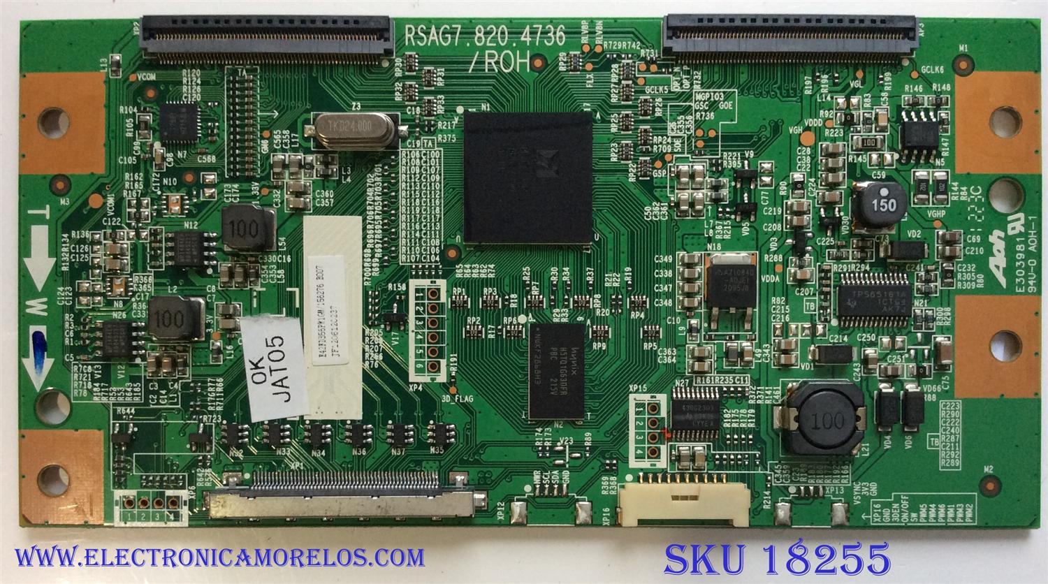 T-CON / HISENSE 156276 / RSAG7.820.4736 / ROH / JF1206120237 / PANEL HE420FD-B56\PW1 / MODELO 42K316DW