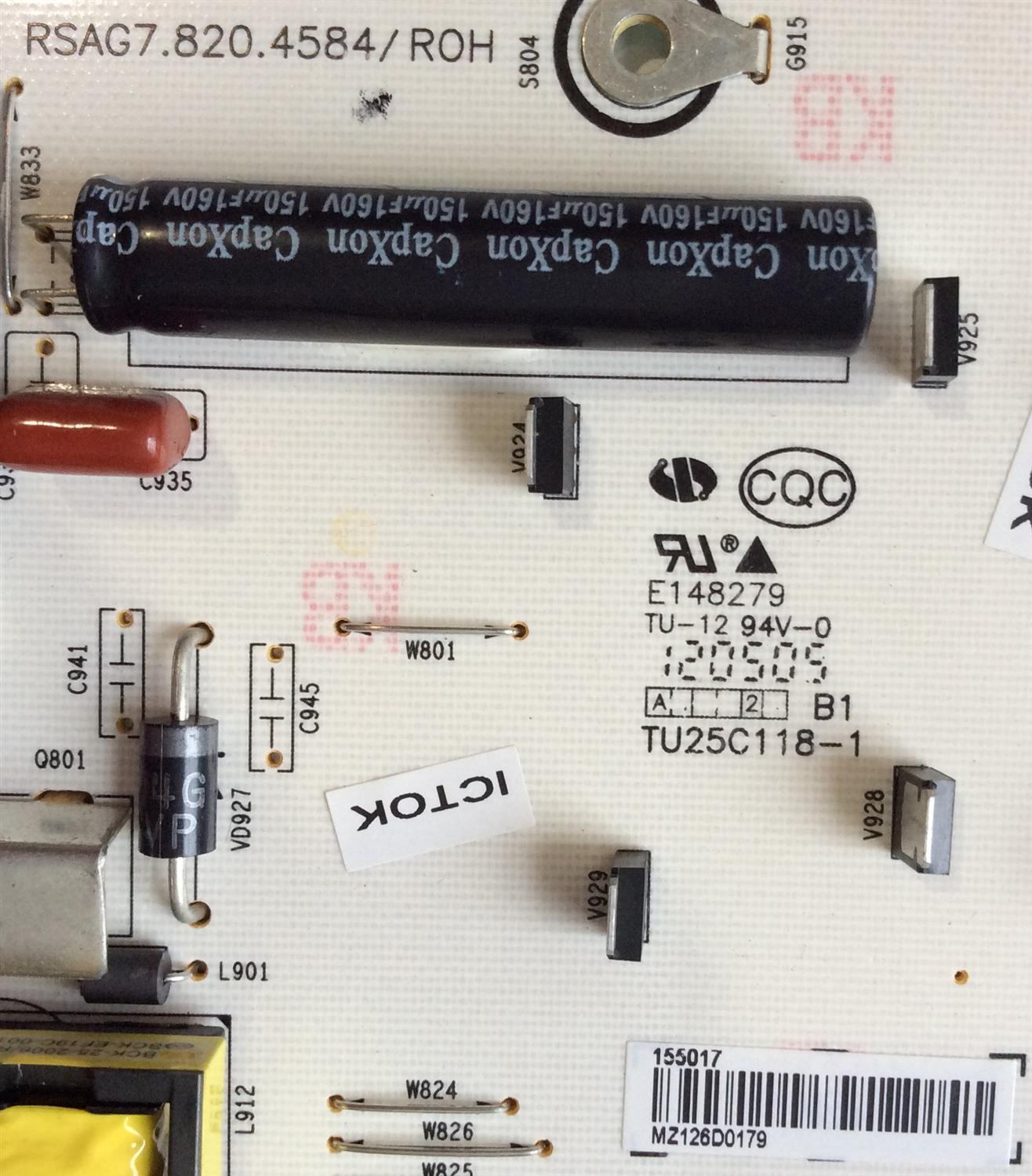FUENTE DE PODER / HISENSE 155017 / RSAG7.820.4584/ROH / HLE-4046WD / E148279 / TU25C118-1 / PANEL HE420FD-B56\PW1 / MODELO 42K316DW - Imagen 2