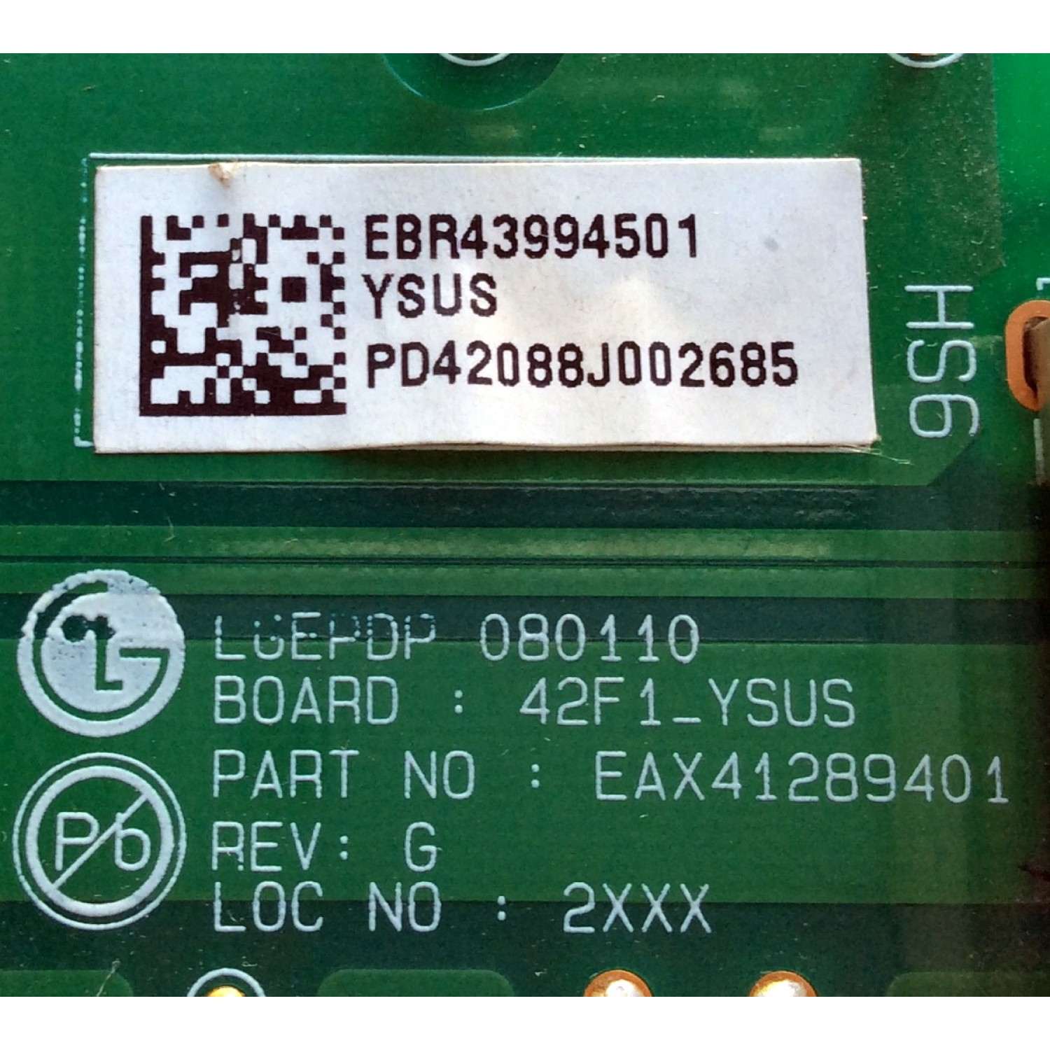 Y-SUS /  EBR43994501 / EAX41289401 / 42F1_CTRL / E241819 / PANEL PDP42F1T000 / MODELO SLP-4277 - Imagen 2
