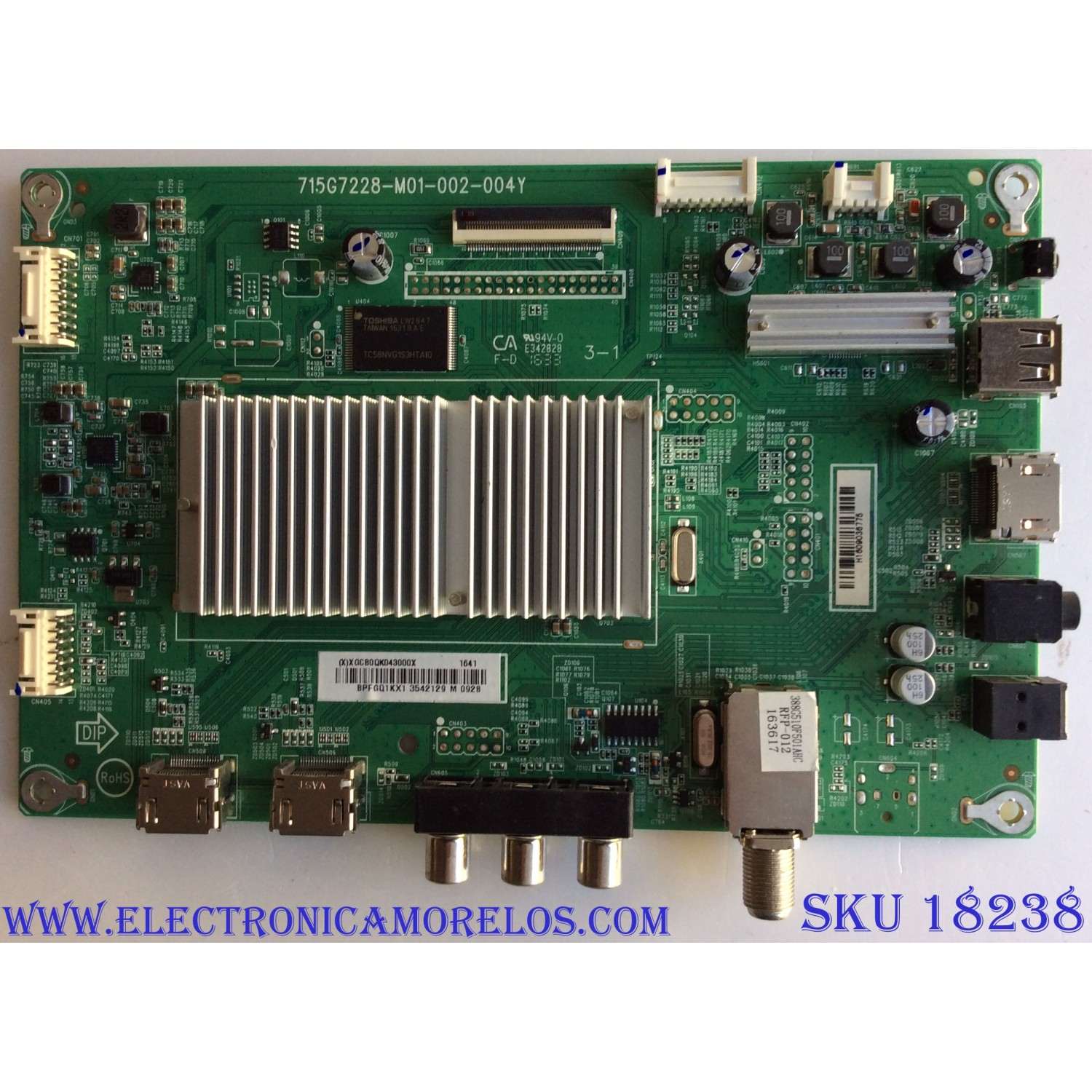 MAIN / VIZIO XGCB0QK0430 / 715G7228-M01-002-004Y / E342828 / PANEL TPT390J1-HVN04 REV:S001C / MODELO NS-39DR510NA17