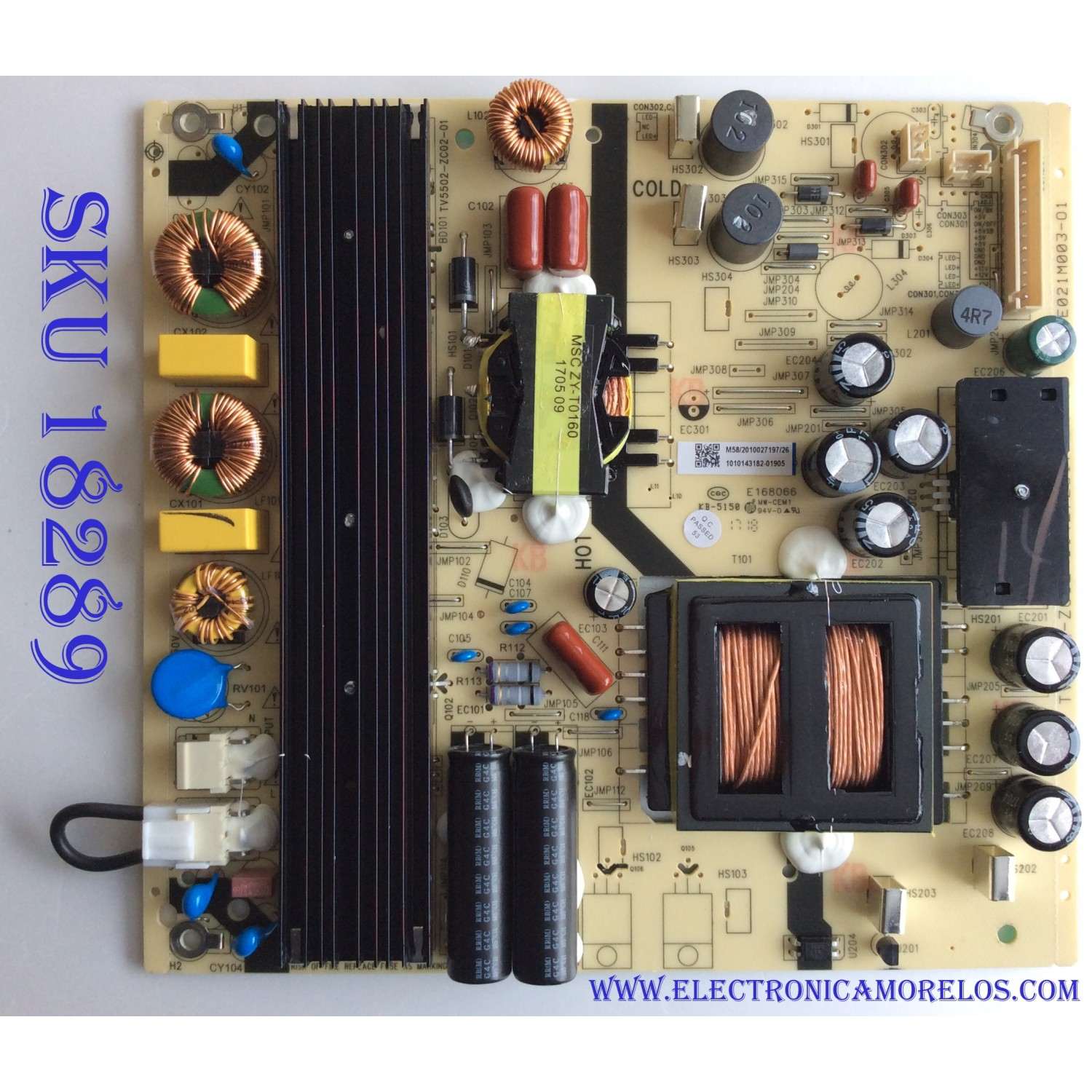 FUENTE DE PODER / JVC 1010143182 / TV5502-ZC02-01 / 1010143182-01905 / E021M003-01 / E168066 / PANEL LC546PU1L01 / MODELO LT-55MA770