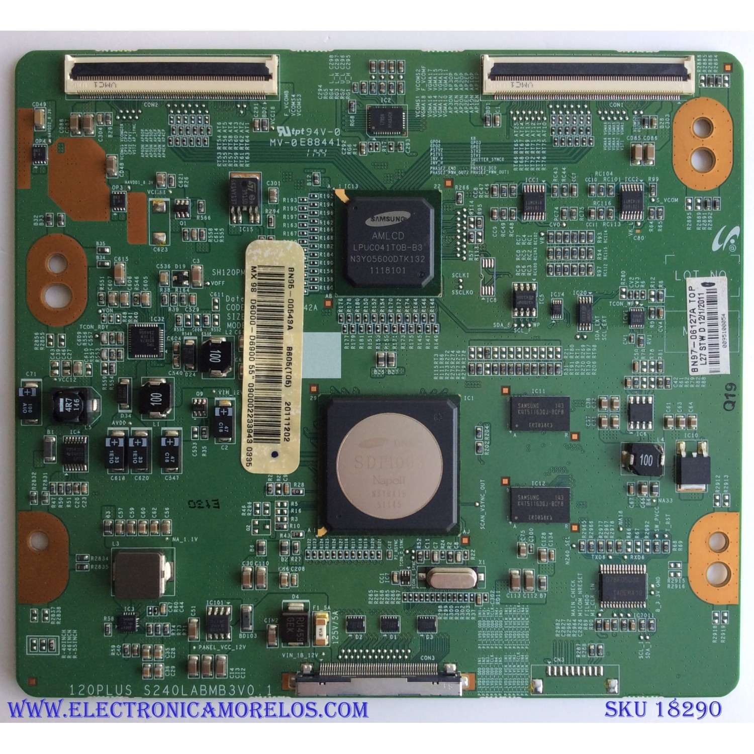 T-CON PARA TV SAMSUNG / NUMERO DE PARTE BN95-00543A / BN41-01742A / BN97-06127A / S240LABMB3V0.1 / SUSTITUTAS BN96-16498A / LJ94-16627E / PANEL LTJ550HW01-C / MODELOS UN55D6900WFXZA H301 / UN55D6900 / UN55D6420 / UN55D6400 / UN55D6500 / UN55D6450
