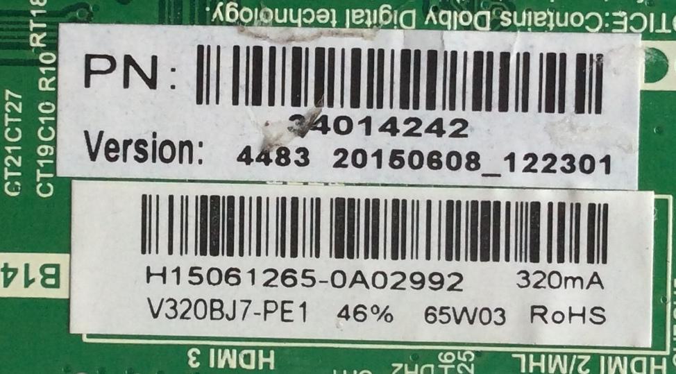 MAIN / FUENTE ( COMBO) / ELEMENT 34014242 / H15061265 / TP.MS3393.PB851 / V320BJ7-PE1 / MODELO ELEFW328	 - Imagen 2