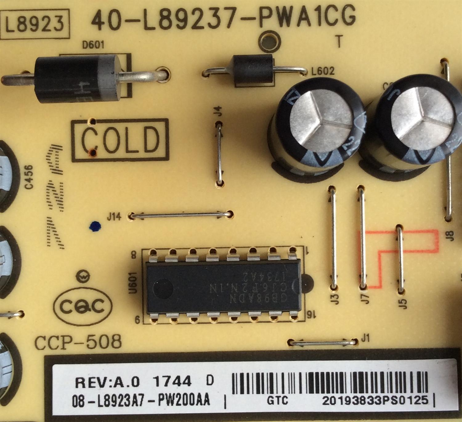 FUENTE DE PODER / TCL 08-L8923A7-PW200AA / 40-L89237-PWA1CG / E56334 / CCP-508 / PANEL LVF430CS0TE7 V1 / LVF395ND1L /  MODELOS 43S303 / 40S305TACA / 40S305LACA / 43S305TABA - Imagen 2