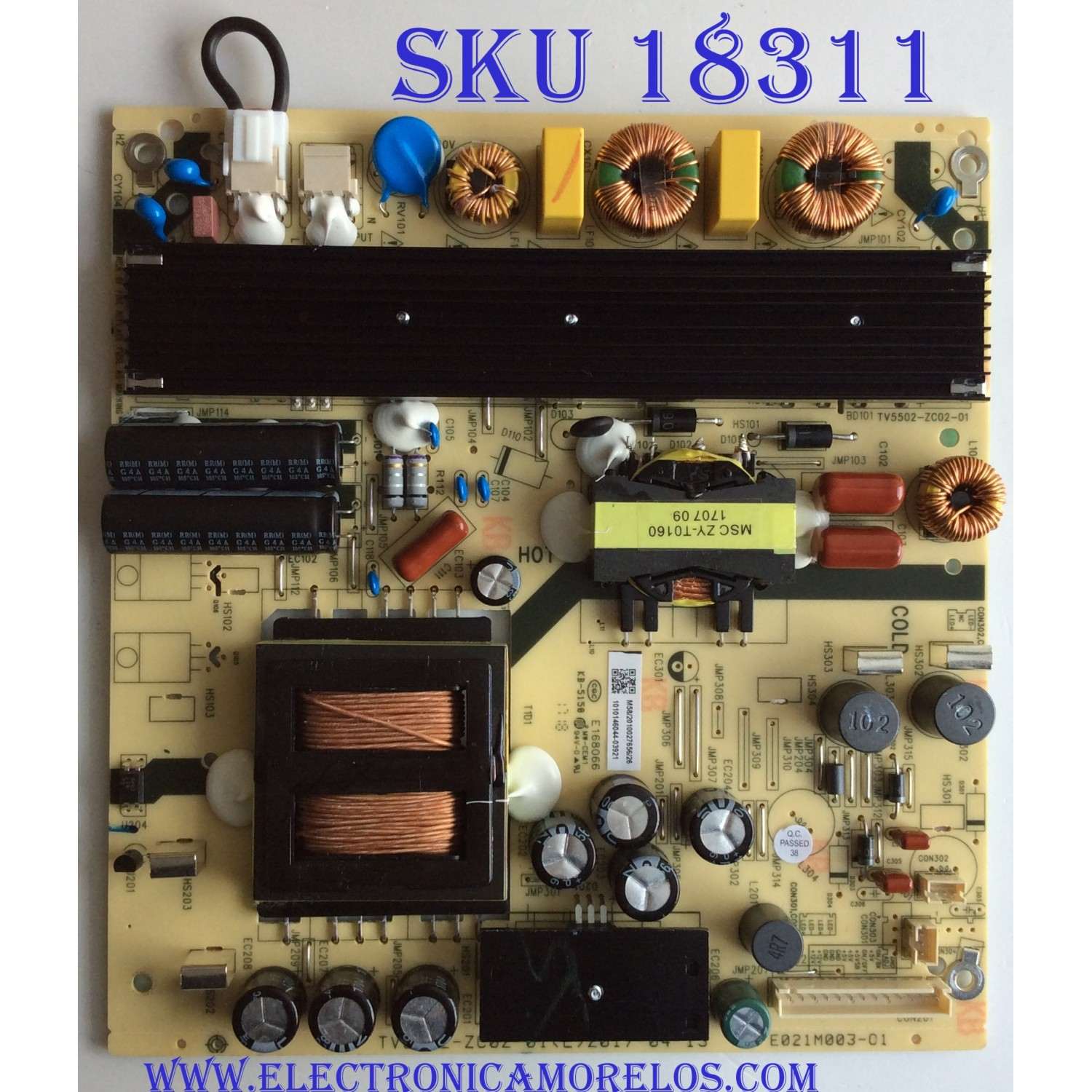 FUENTE DE PODER / JVC 1010146044 / E168066 / M58/2010027656/26 / TV5502-ZC02-01(0)2017-04-13 / E021M003-01 / TV5502-ZC02-01 / PANEL LC546PU1L01 / MODELO LT-55MA770	