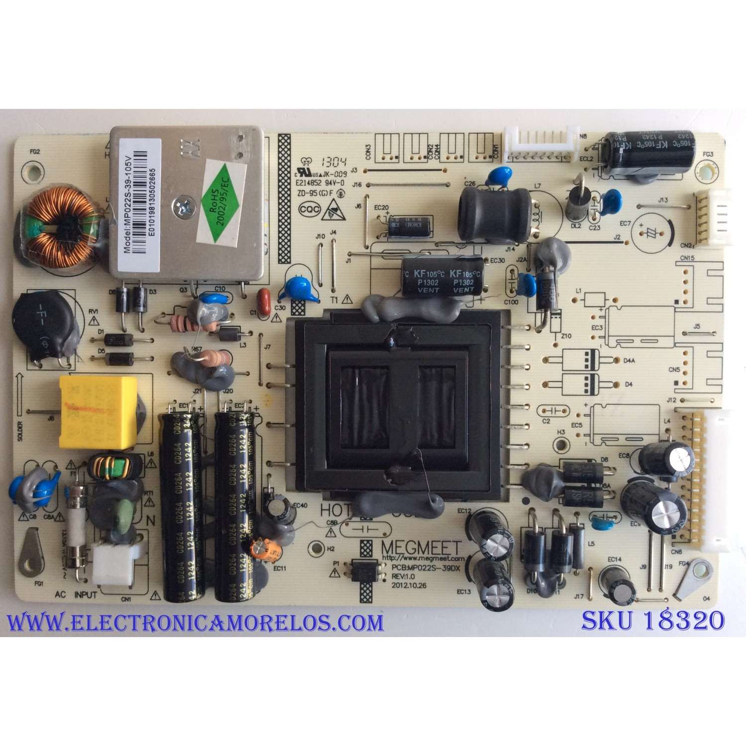 FUENTE DE PODER / PIONEER MP022S-39-105V / MP022S-39DX / REV:1.0 / E214852 / PANEL LK315T3HB94 / MODELO PLE-3203HD / SLE2039