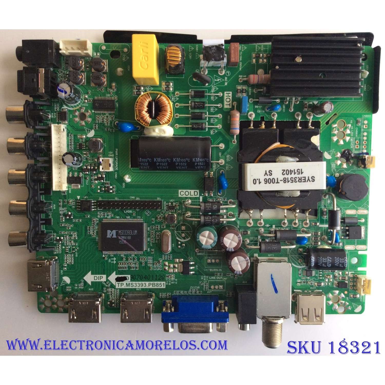 MAIN / FUENTE (COMBO) / "NOTA: RCA DAÑADO" WESTINGHOUSE H15061262 / TP.MS3393.PB851 / 2025A001A0 / E157925 / PANEL ST2751A01-4 / MODELO WD28HC1160