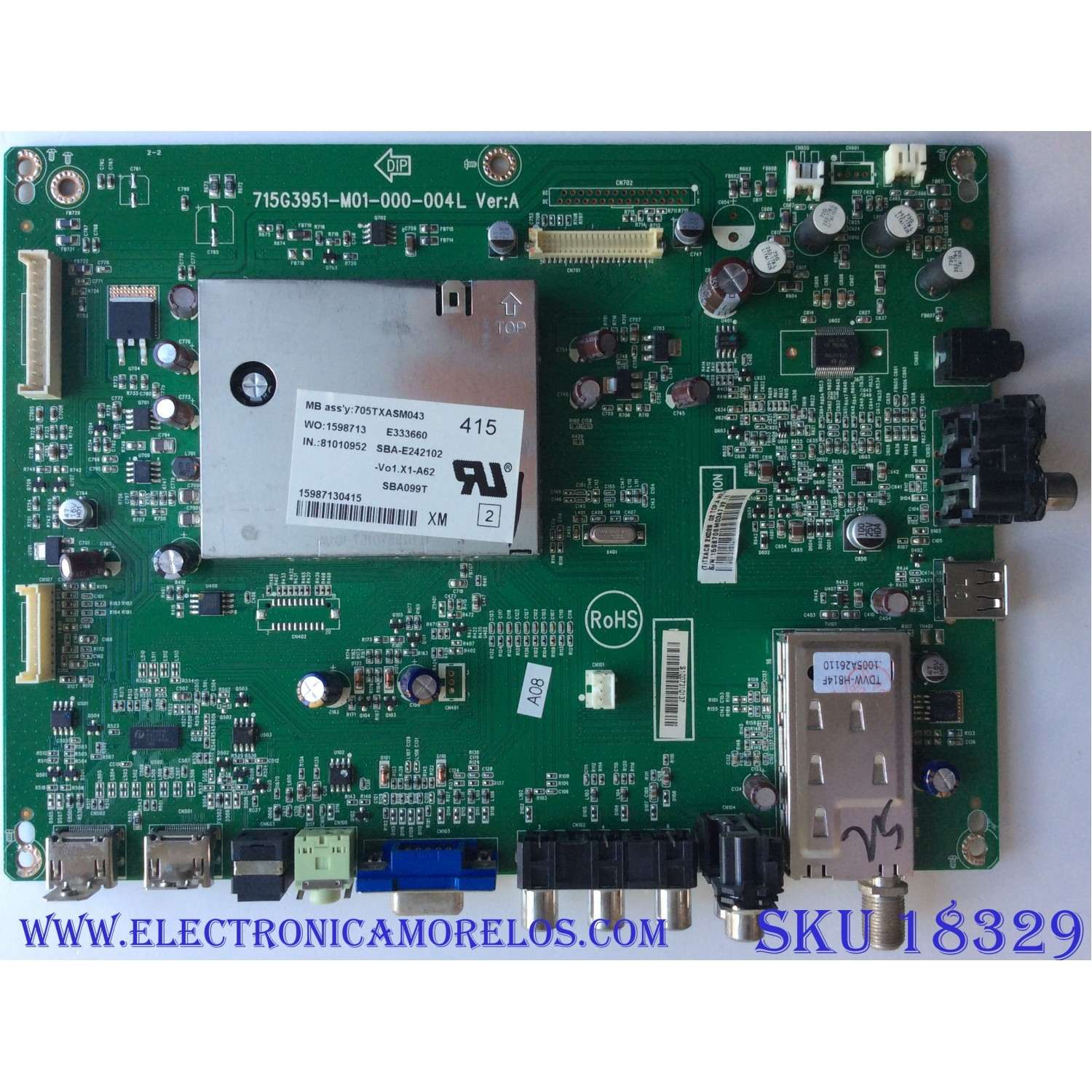 MAIN / VIZIO 756TXACB2K028 / 715G3951-M01-000-004L / TXACB2K028 / 715G3951-M01-000-004L VER:A / PANEL TPT260B2-TWR1 REV R13B / MODELO VA26LHDTV10T