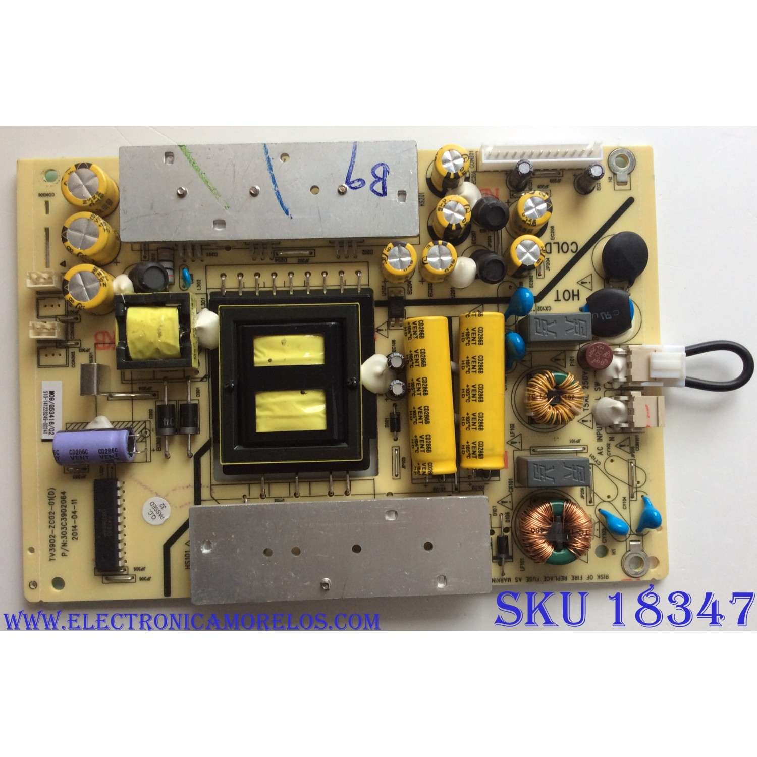 FUENTE DE PODER / QUASAR 510-141226249 / TV3902-ZC02-0 / 303C3902064 / PARA DIFERENTES MARCAS Y MODELOS POLAROID MHDV4233 / PROSCAN PLED4275A / TCL LE40D8810 / HAIER 40E3500 / LE40M600CF / LE40M600M80 / JVC LT40C550 / ELEMENT / ELEFW408 / QUASAR SQ4001
