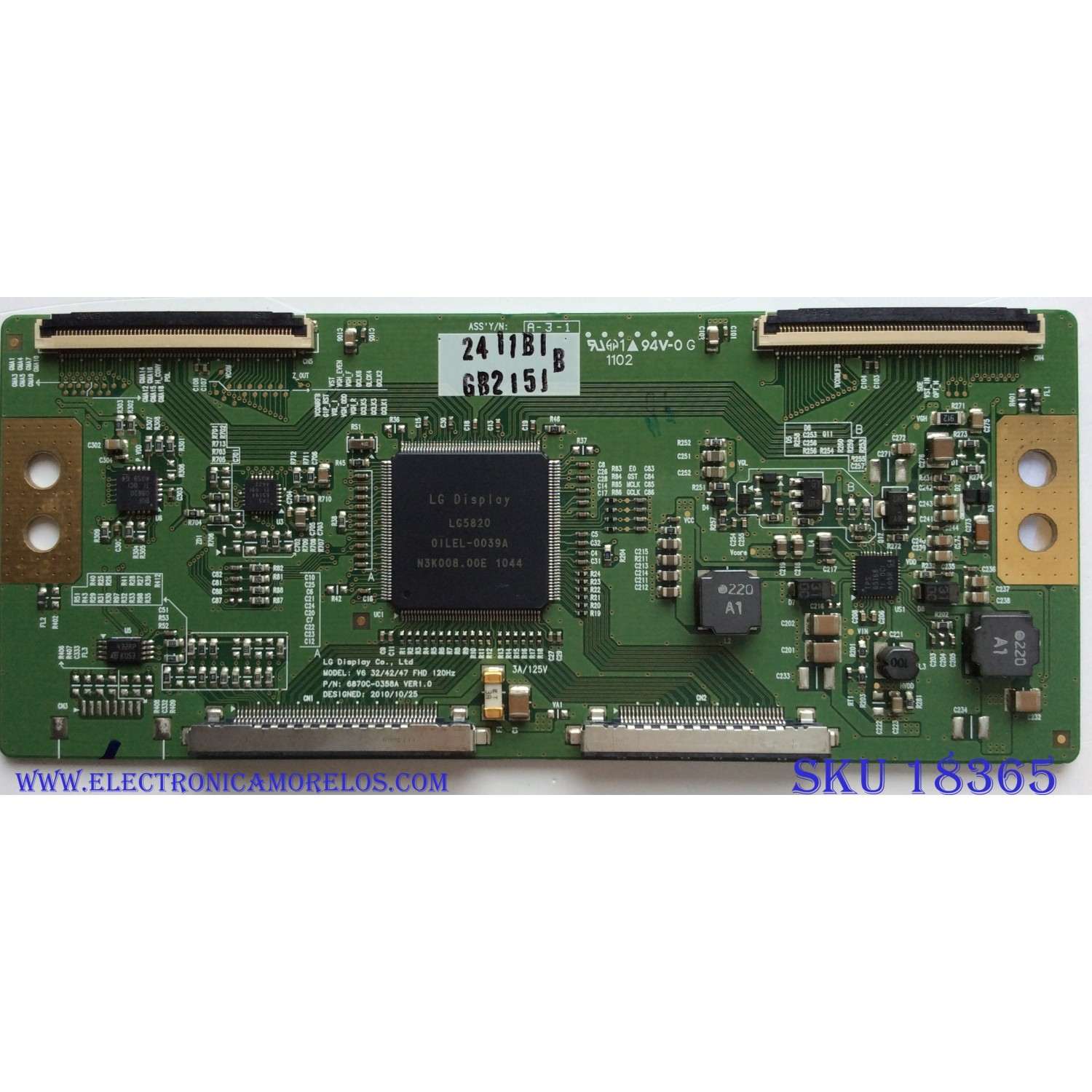 T-CON / LG 6871L-2411B / 6870C-0358A / 2411B / SUSTITUTAS 6871L-2411C/6871L-2693A/6871L-2554A/6871L-2411D/6871L-2411A/6871L-2789A / PANEL LC470EUF (SD)(F1) / LC470EUF (SD)(A1) / MODELO 47LV5400-UA / 47LV5500-UA AUSYLJR / 47LW5600-UA / 47LW6500-UA AUSYLUR