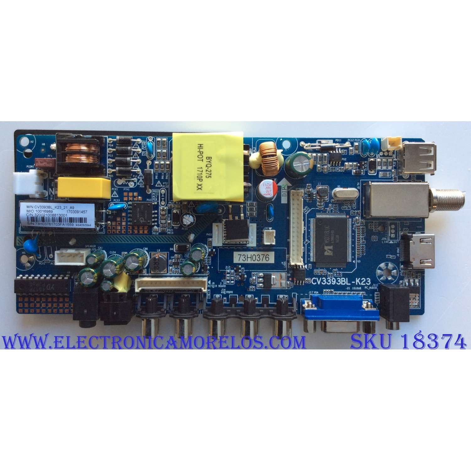 MAIN / FUENTE ( COMBO ) / ELEMENT 73H0376 / CV3393BL-K23 / 10016989 / CV3393BL_K23_21_A9 / 1703091457 / MODELO ELEFW248	