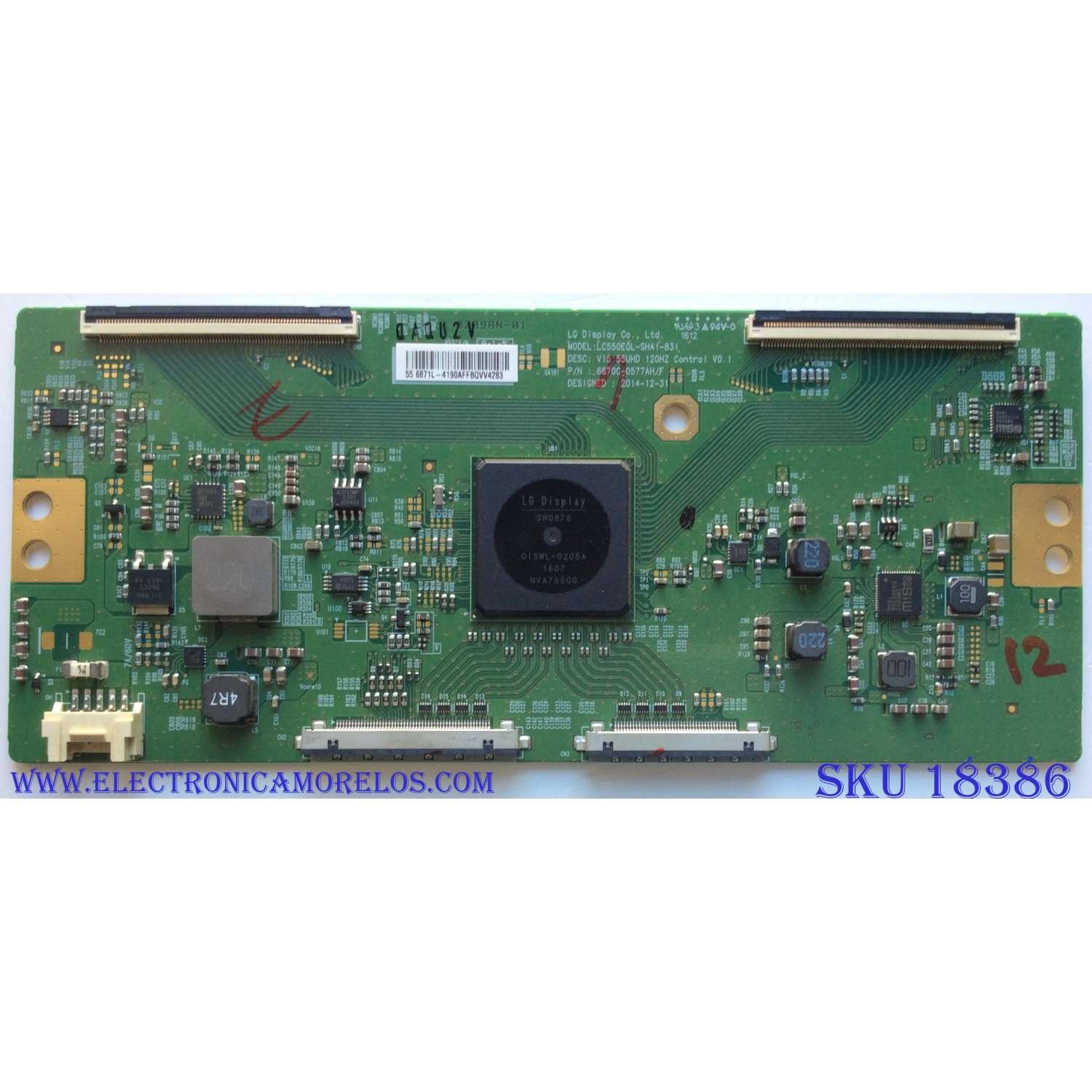 T-CON PARA TV VIZIO 4K UHD SMART TV / NUMERO DE PARTE 6871L-4190A / 6870C-0577A / 4190A / PANEL TPT550U2-EQLSJA.G REV:SC4C / MODELO P55-C1 / P55-C1 LTM7TM / P55-C1 LTM7TMDS /  LTM7TMAS