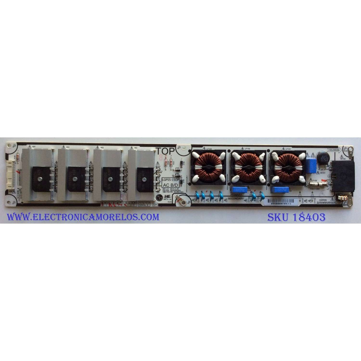 FUENTE DE PODER / LG EAY62992601 / LGP55-15OP / 62992601 / B12E012601 / MODELOS 55EG9600-UA.AUSZLJR / 55EG9600 / 55EF9500-UA.AUSZLJR