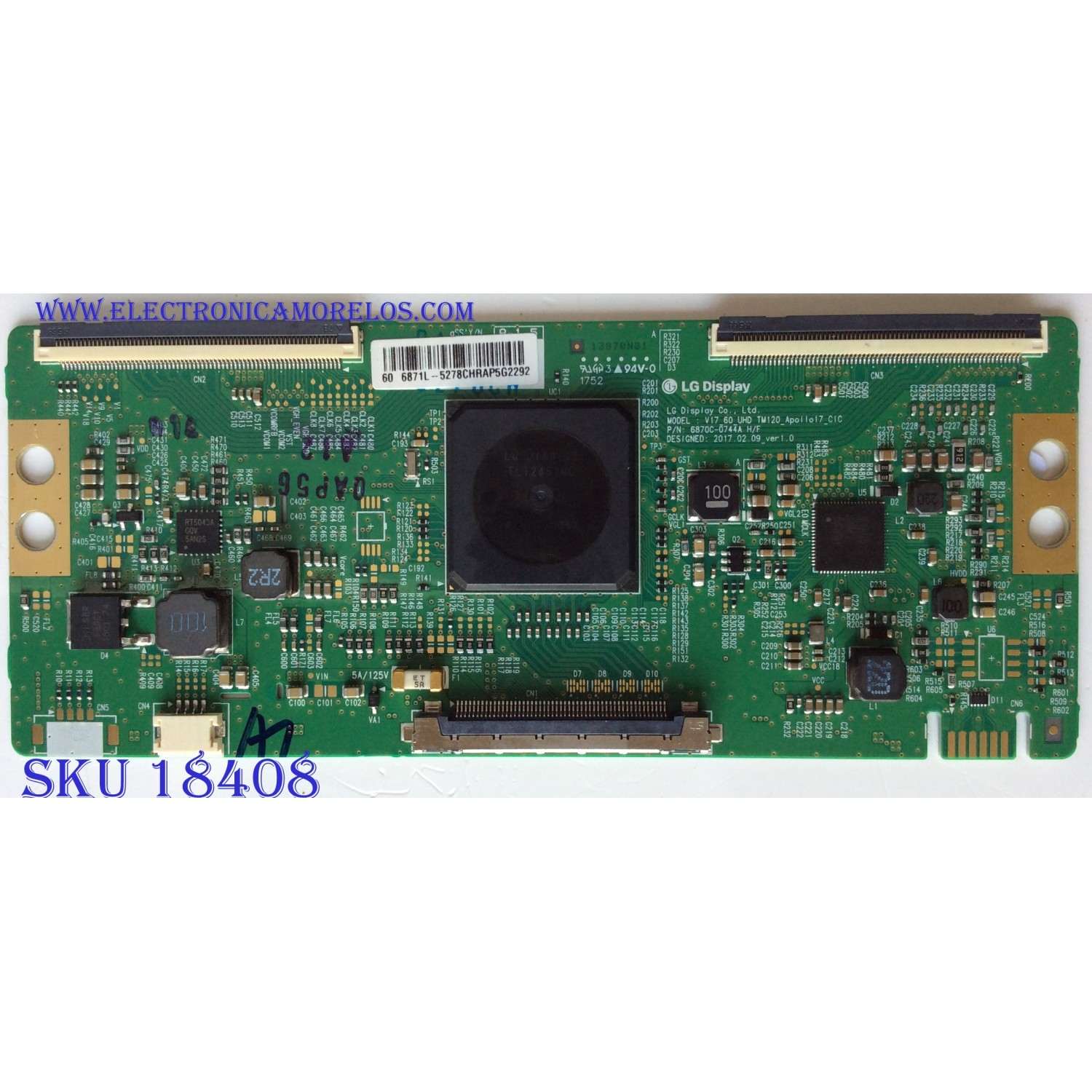 T-CON PARA TV LG / NUMERO DE PARTE 6871L-5278C / 6870C-0744A / 5278C / PANEL NC600DGE-AAFXC / MODELO 60UJ6300-UA / 60UJ6050-UA.BUSYLOR