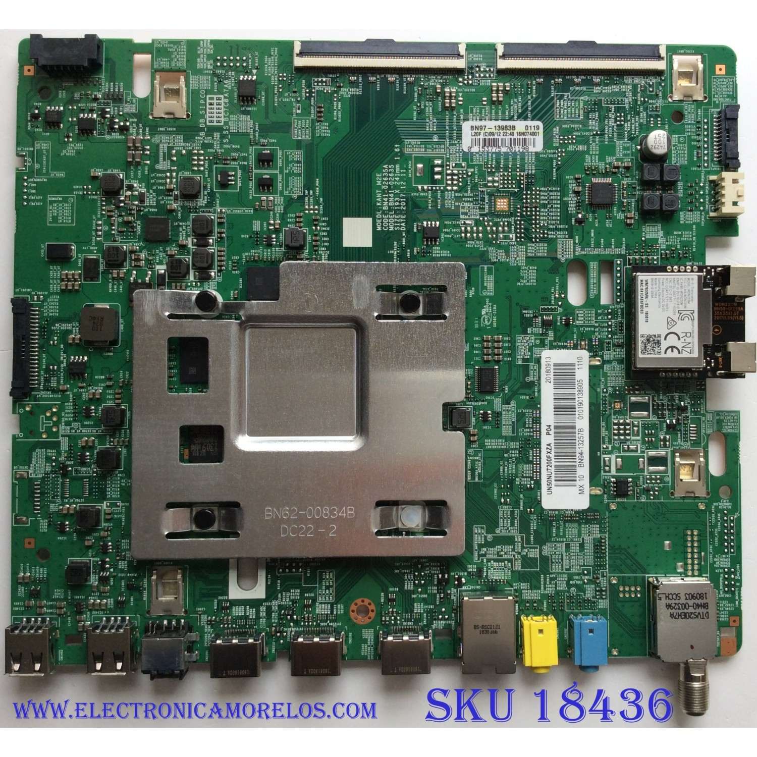MAIN ORIGINAL PARA TV SAMSUNG / NUMERO DE PARTE BN94-13257B / BN41-02635A / BN97-13983B / PANEL CY-NN050HGNVFH / DISPLAY V500DJ6-QE1 / MODELOS UN50NU7100FXZA DD08 / UN50NU7100F