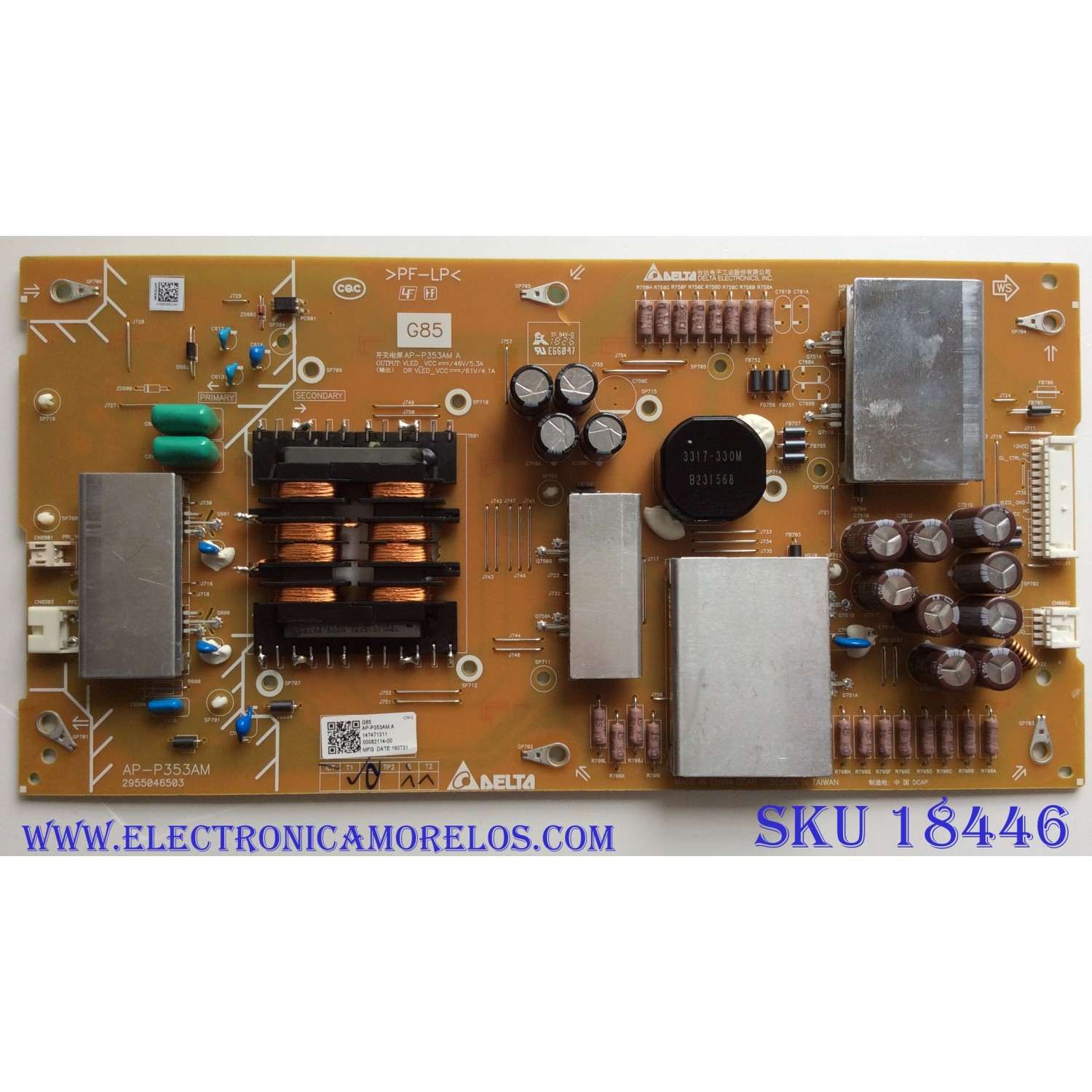 SUB FUENTE DE PODER PARA TV SONY 4K UHD SMART TV / NUMERO DE PARTE 1-474-713-11 / 147471311 / AP-P353AM / 2955046503 / AP-P353AM A / PANEL T750QVF05.2 / MODELO XBR-75X900F / XBR75X900F