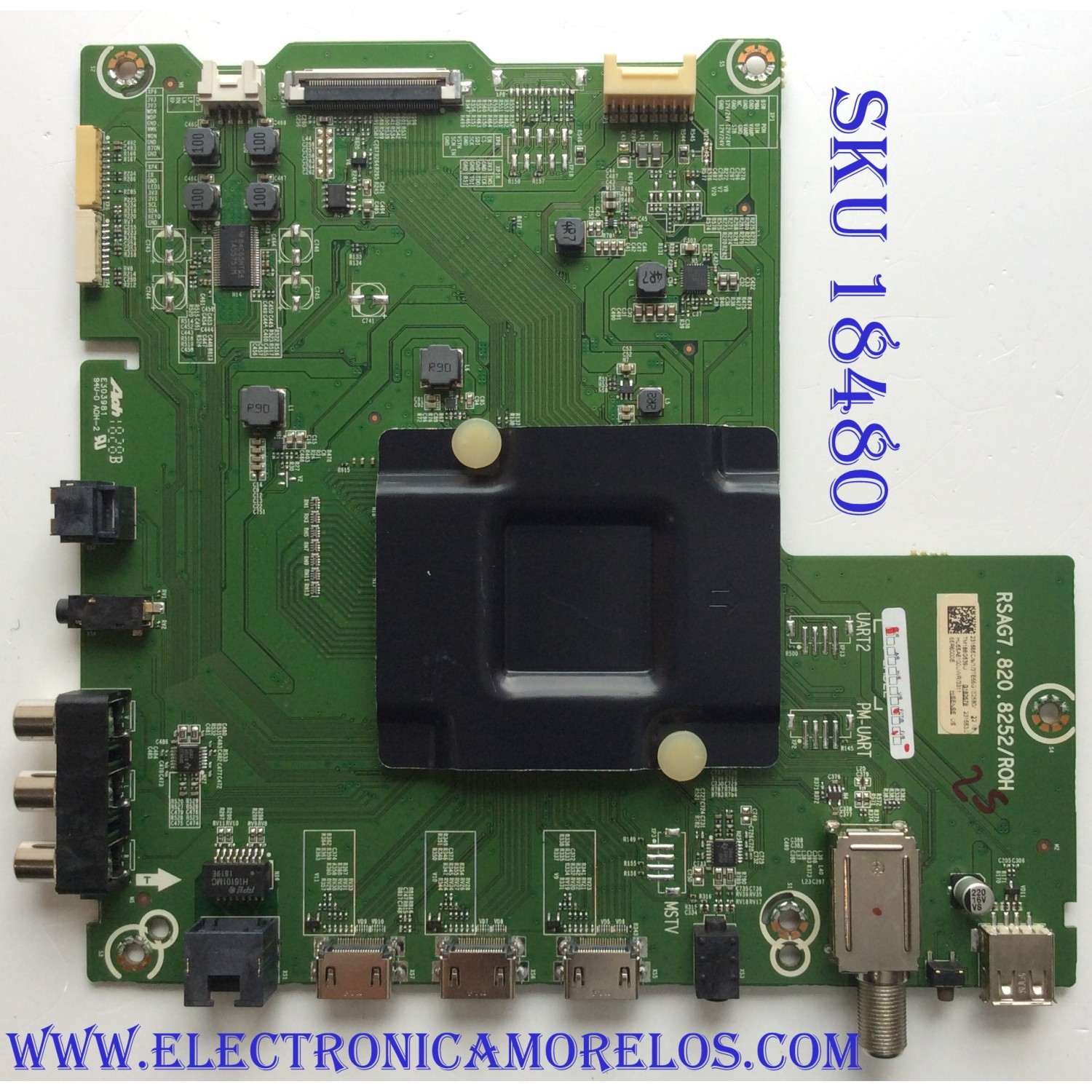 MAIN PARA TV HISENSE·ROKU TV / NUMERO DE PARTE 231565 / RSAG7.820.8252/ROH / HU55A6100UWR / 231563 / PANEL HD550S1U81-L1 / DISPLAY ST5461D07-1 VER.2.2 / MODELOS 55R6E / 55R6000E