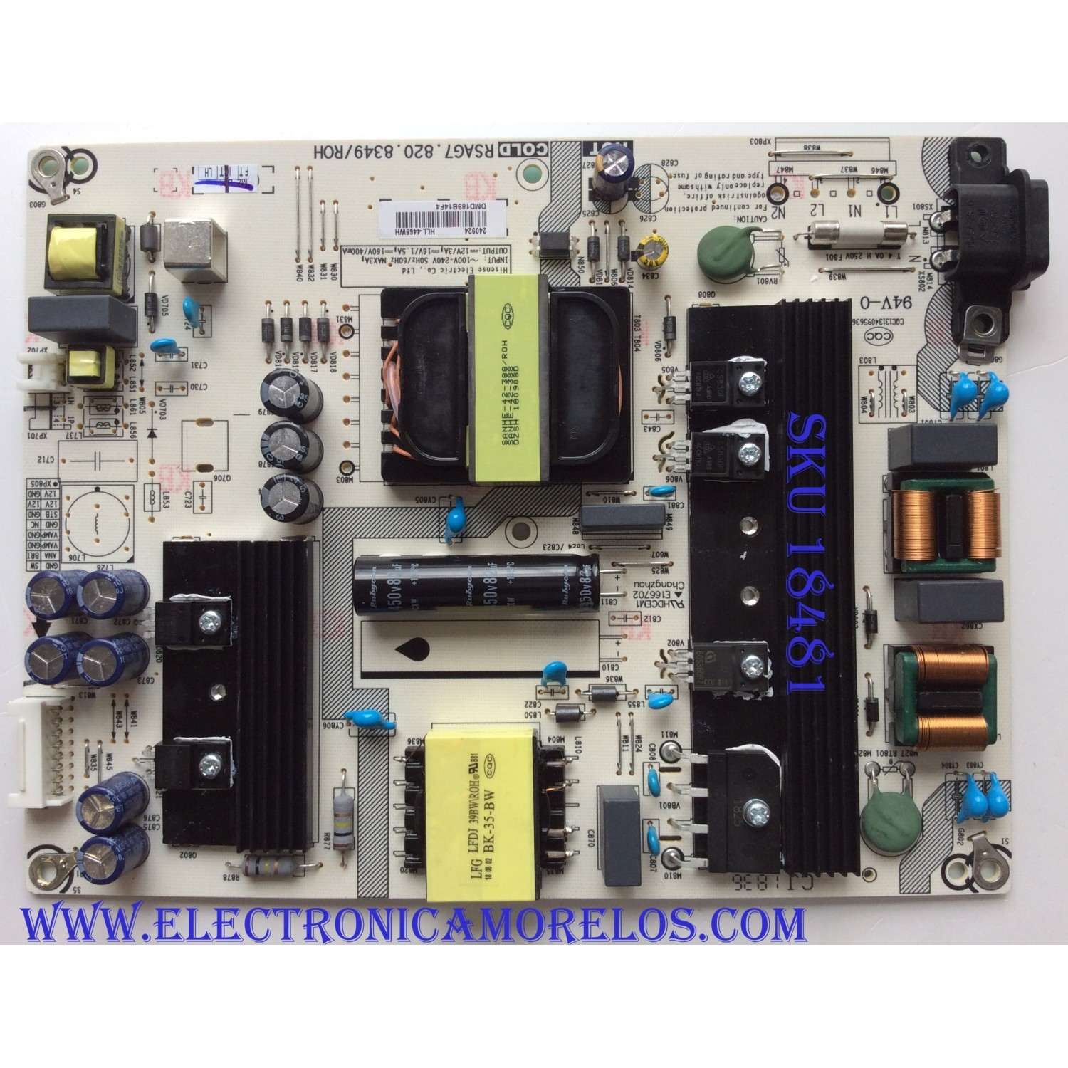 FUENTE DE PODER / SHARP 240924 / RSAG7.820.8349/ROH / HLL-4465WH / E166702 / CQC13134095636 / MODELOS 55R6000E / LC-55Q7530U / LC-55Q7530U 55G1834D4H / LC-55Q7530U 55G1830J9H
