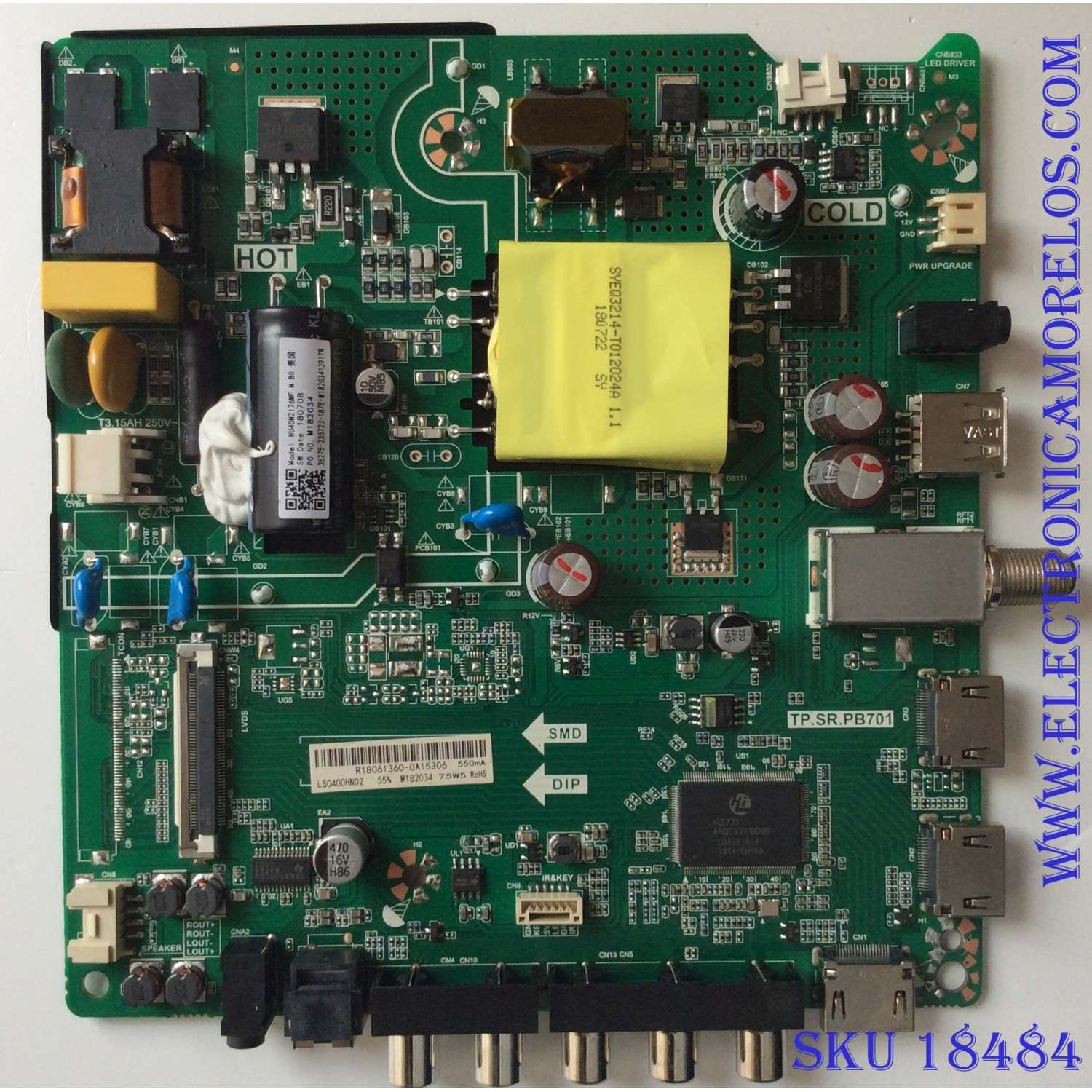 MAIN / FUENTE ( COMBO ) / HISENSE 180708 / R18061360 / TP.SR.PB701 / LSC400HN02 / PANEL JHD400N12F31 / MODELO 40EU3000	