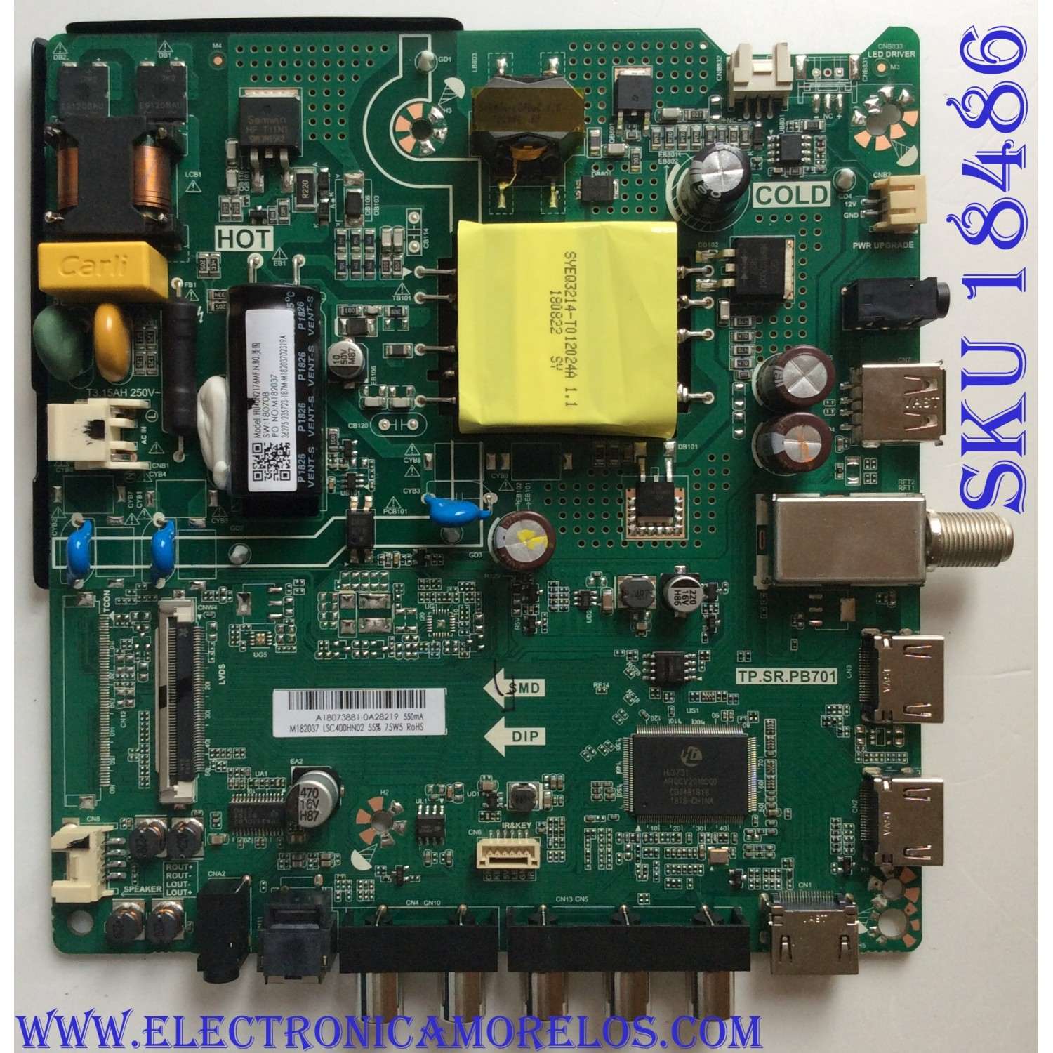 MAIN / FUENTE (COMBO) / HISENSE 235723 / M182037 / TP.SR.PB701 / M180708 / LSC400HN02 / HU40N2176MF.N.80 / PANEL JHD400N2F31-TX / MODELO 40EU3000	