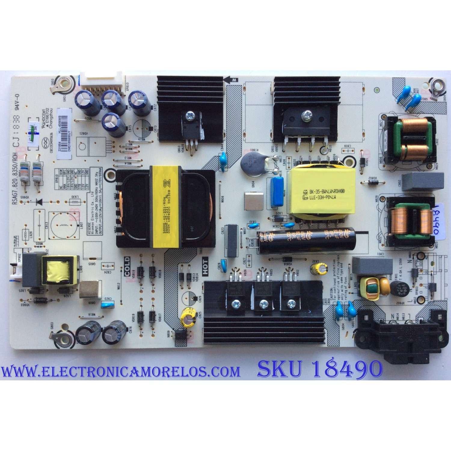 FUENTE DE PODER / HISENSE 231854 / RSAG7.820.8350/ROH / CQC13134095636 / PANEL HD426K3U61-L4K1 / MODELO 43R7E	