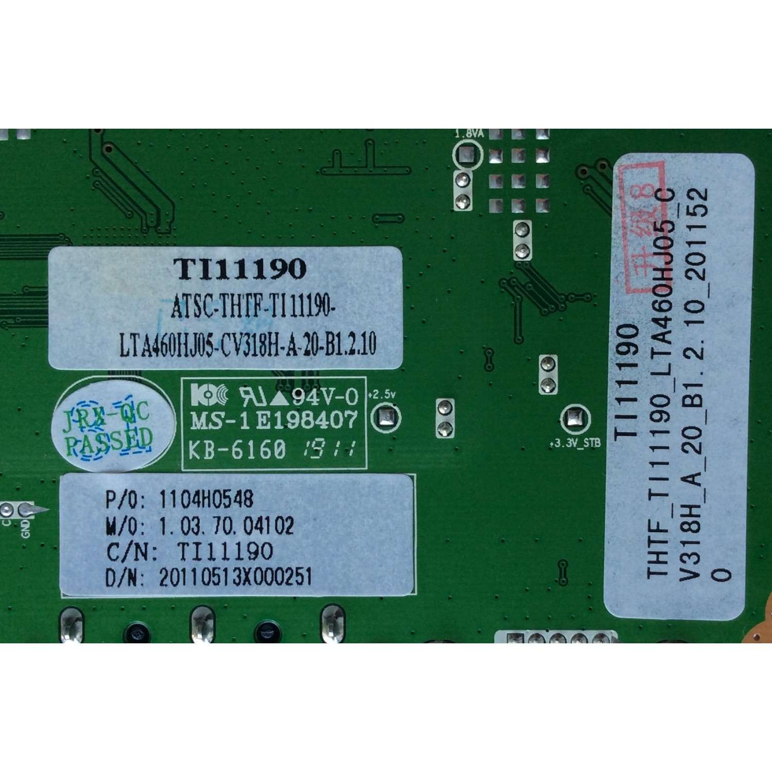 MAIN / ELEMENT 1104H0548 / TI11190 / CV318H-A / LTA460HJ05-CV318H-A-20-B1.2.10 / 1104H0548 H / MODELO ELEFQ462 - Imagen 2