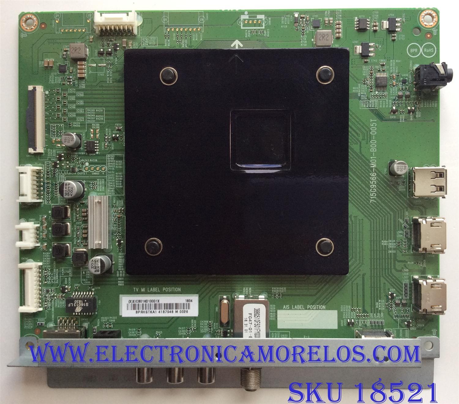 MAIN / INSIGNIA XICB01K013 / XICB01K013001X / 715G9566-M01-B00-005T / PANEL TPT550U2 -D077.L REV:S21A / TPT550U2 REV:S02B / NUMERO DE DISPLAY ST5461D07-2 VER.2.2 / MODELO NS-55DF710NA19	