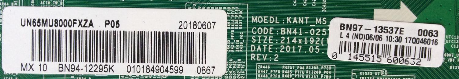 MAIN / SAMSUNG BN94-12295K / BN97-13537E / BN41-02570B / PANEL CY-SM065FLLVAH / DISPLAY BN96-42607A / LSF650FF04-M02 / MODELO UN65MU8000FXZA FC04 / UN65MU8000FXZA FB03 - Imagen 2
