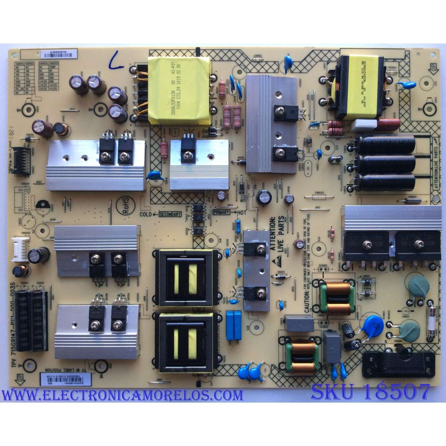 FUENTE DE PODER PARA TV VIZIO / NUMERO DE PARTE ADTVH1825AB1 / 715G9147-P01-000-003S / H1825AB1 / PANEL TPT650UA-QVN06.U REV:S300AJ / MODELOS E65-E1 / E65-F1 / D65-F1 / E65-E1 LTCWWV / E65-F1 LTMWWV / E65-F1 LTCWWV / D65-F1 LTMUWS / D65-F1 LTMWWS
