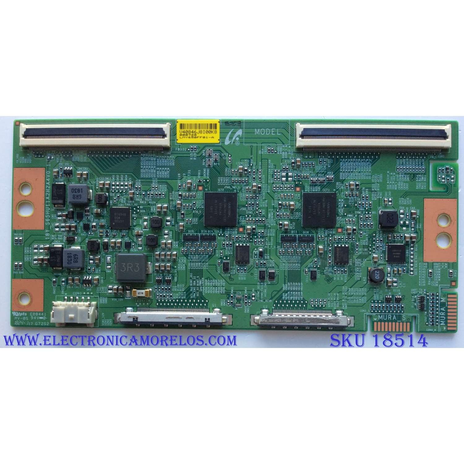 T-CON PARA TV SONY BRAVIA / NUMERO DE PARTE LJ94-40846J / 18Y_S65HU11A2H2A4V0.1 / 40846J / S65HU11A2H2A4V0 / PANEL YD8F009DND01B / DISPLAY LSY650FF01-A01 / MODELOS XBR65X900F / XBR-65X900F
