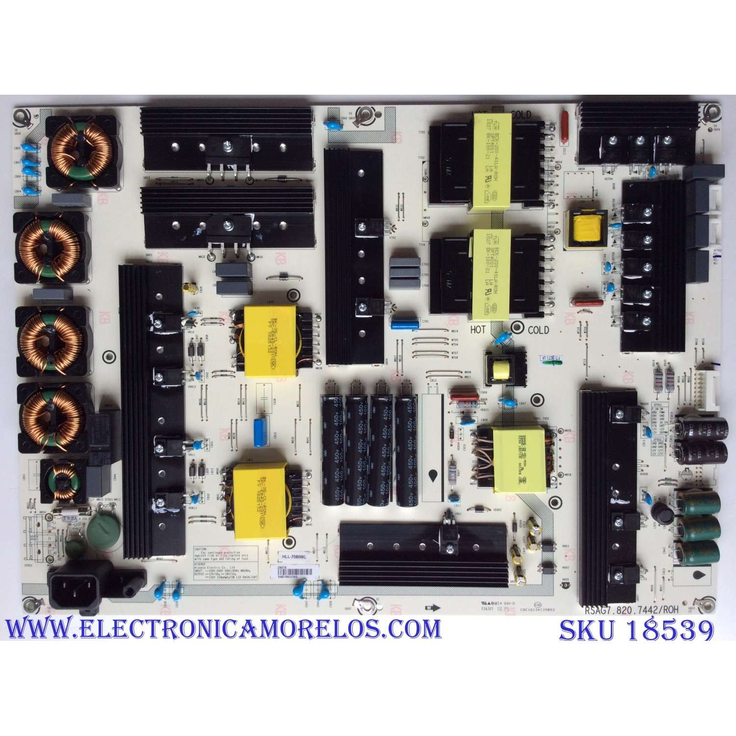 FUENTE DE PODER / SHARP 236218 / HLL-7080WL / CQC16134139053 / RSAG7.820.7442/ROH / PANEL HD750M7U71-L1 / MODELO LC-75Q7570U	