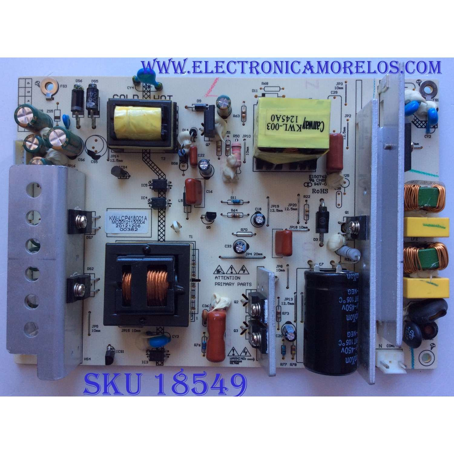 FUENTE DE PODER / KW-LCP418001A / E150742 / PANEL LC370WXN-SBD1 / MODELO 37"	