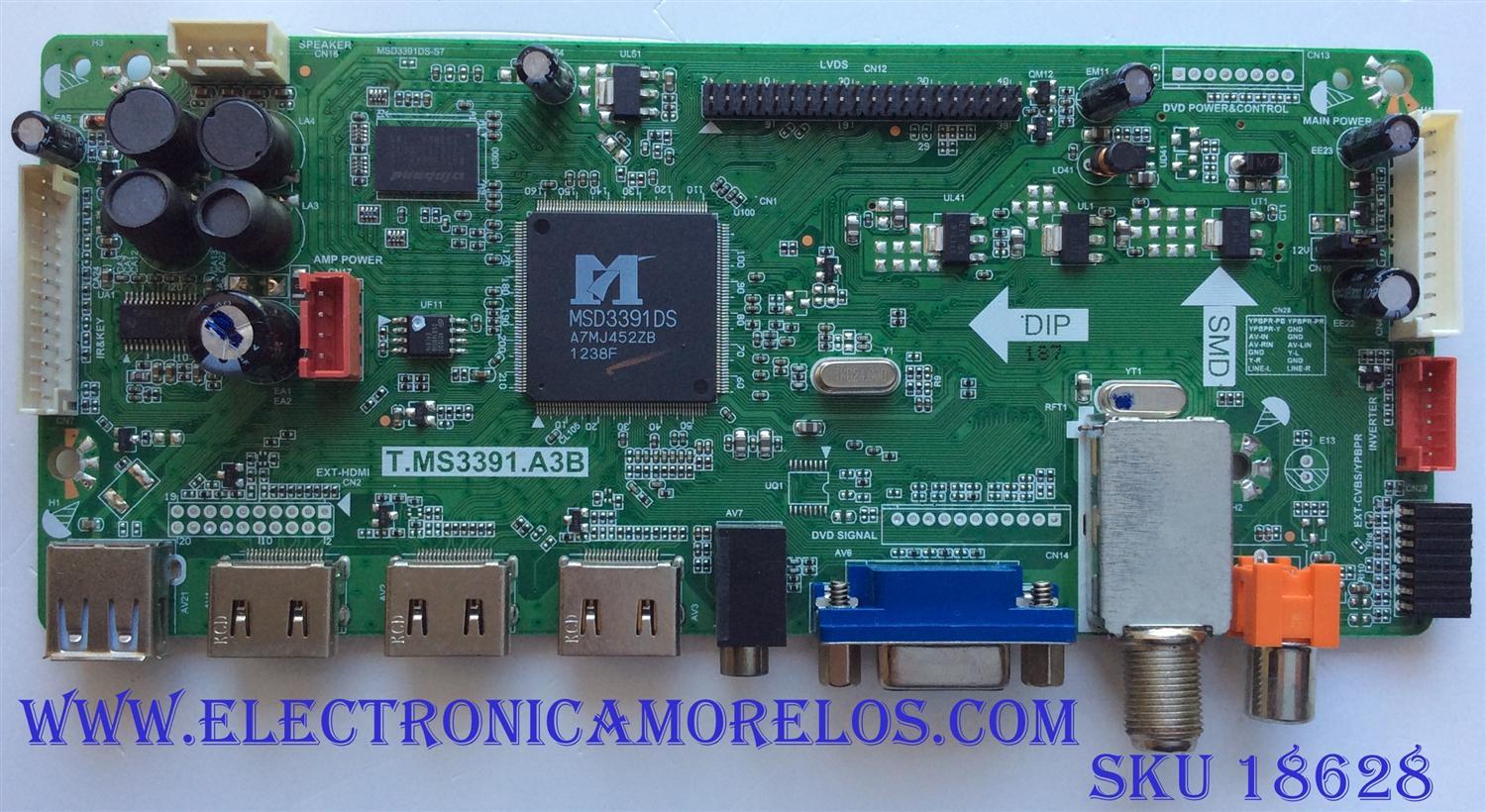 MAIN / APEX L12100187 / T.MS3391.A3B / ST3151A05-1 / PANEL V460HJ1-PE1 / MODELO LE4643T	