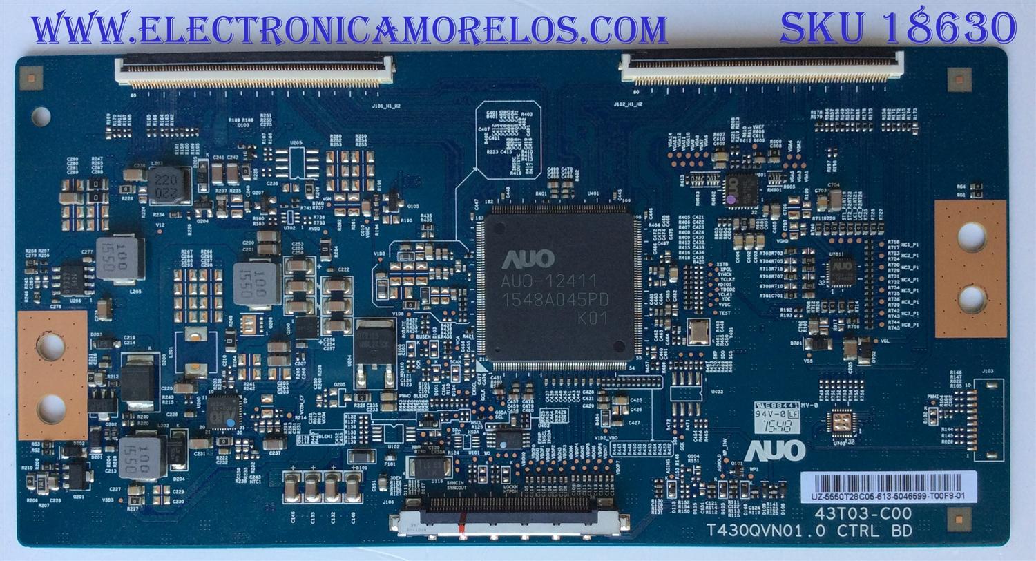 T-CON / INSIGNIA 55.50T28.C05 / 5550T28C05 / T430QVN01.0 / 46T03-C00 / PANEL TPT500U1-QVN02.A REV:S001F / MODELO NS-50DR710NA17	