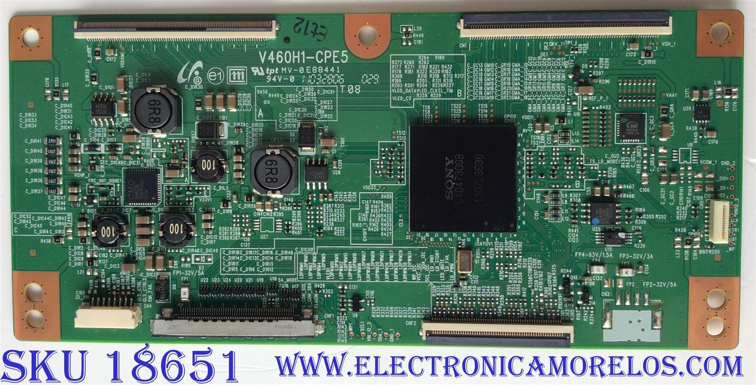 T-CON / SONY 35-D062220 / V460H1-CPE5 / PANEL FDMY460LT01 / MODELO KDL-46NX720	