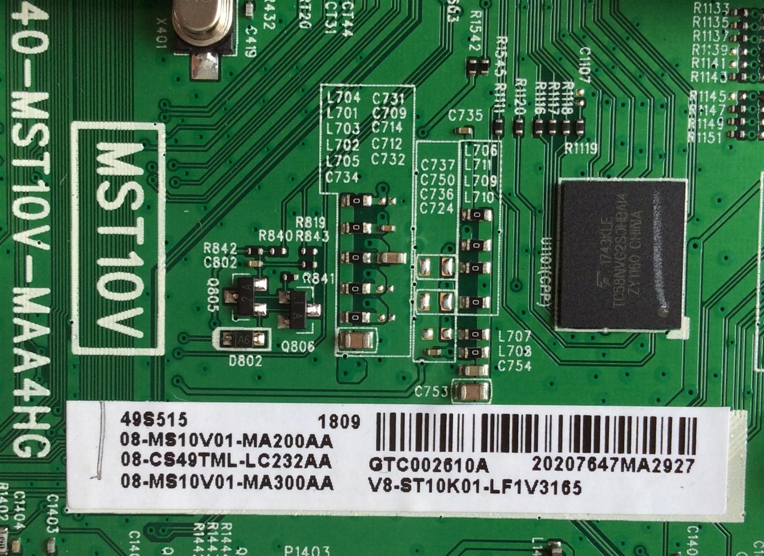 MAIN PARA TV TCL  NUMERO DE PARTE 40-MST10V-MAA4HG / V8-ST10K01-LF1V3165 / 08-MS10V01-MA200AA / 08-MS10V01-MA300AA / GTC002610A / PANEL LVU490NEBL / MODELO 49S515 - Imagen 2