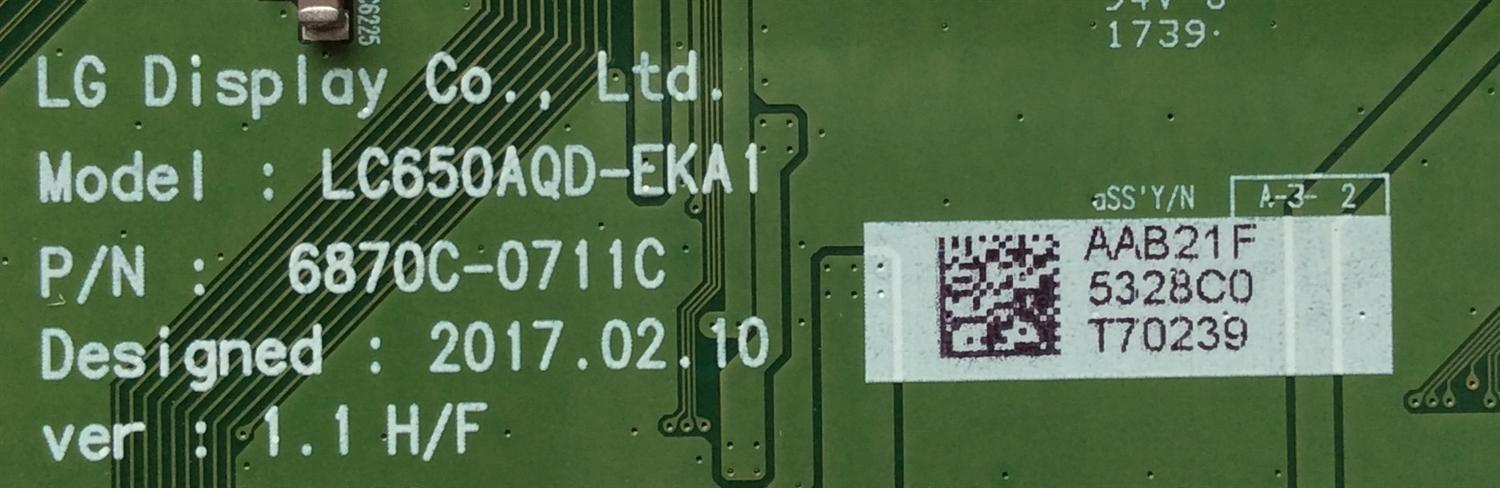 T-CON / LG 6871L-5003E / 6870C-0711C / 6871L-5328C / 5328C / LC650AQD-EKA1 / PANEL LC550AQD (EK)(A3) / MODELOS OLED55C7P-U.BUSYLJR / OLED55C7P - Imagen 2