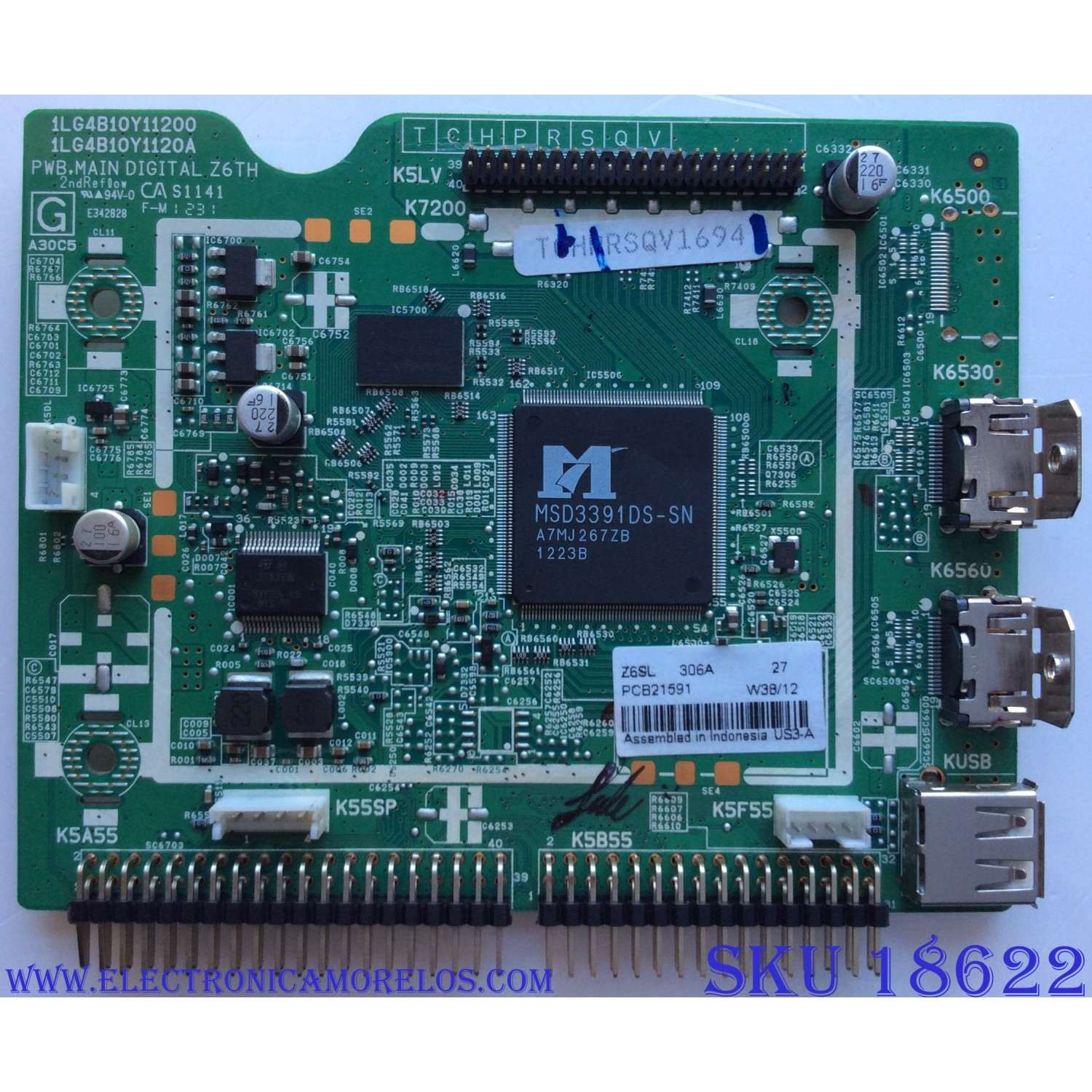 MAIN PARA SMART TV LG 4K RESOLUCION (3840 x 2160) CON UHD / NUMERO DE PARTE EBT66649001 / EAX69462005 / 1MEBT000-000W / RU1NR6A8T / PANEL NC650DQB-ABKH1 / DISPLAY HV650QUB-E9D / MODELO 65NANO90UPA.BUSFLKR